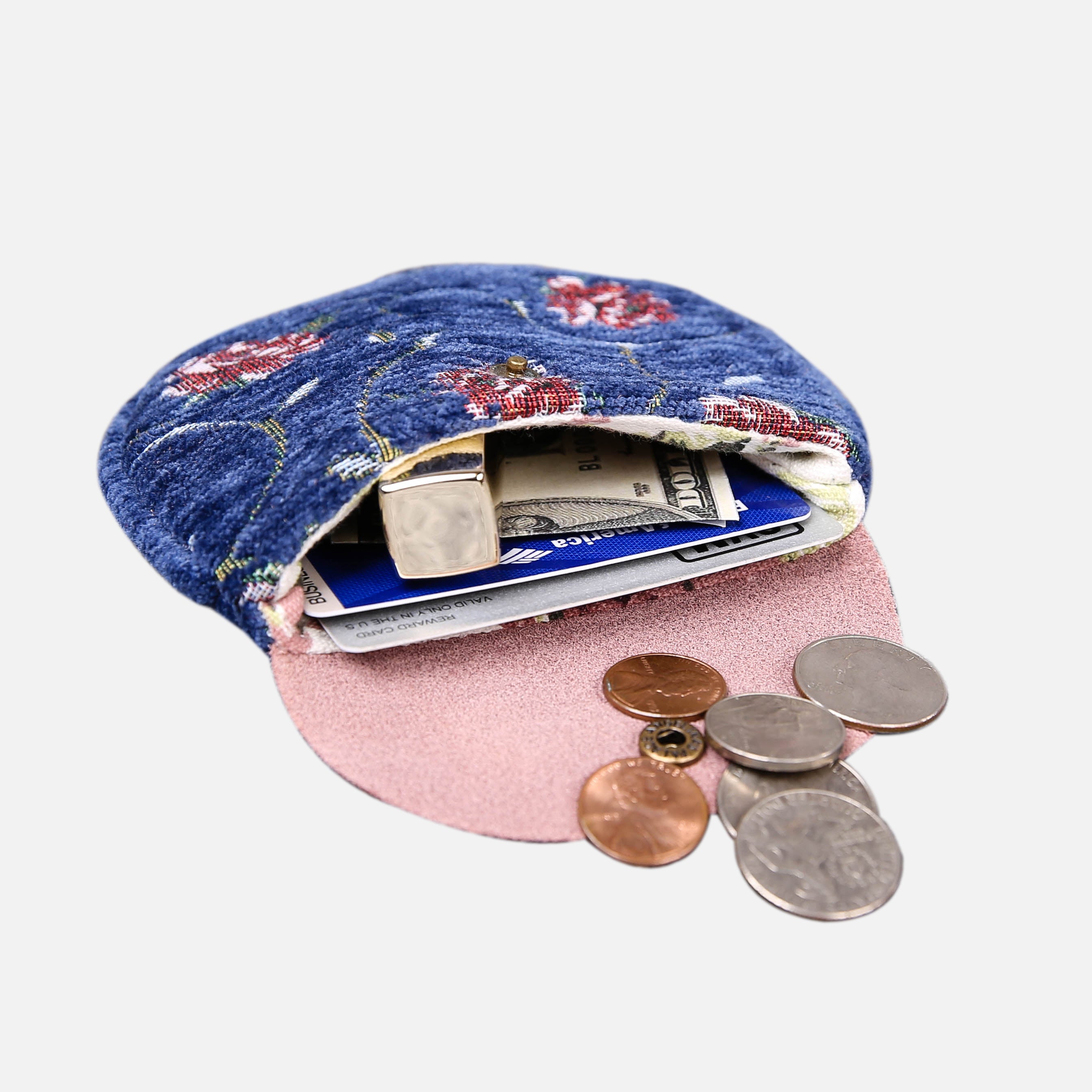 Rose Series Blue Flap Coin Purse  MCW Handmade-4