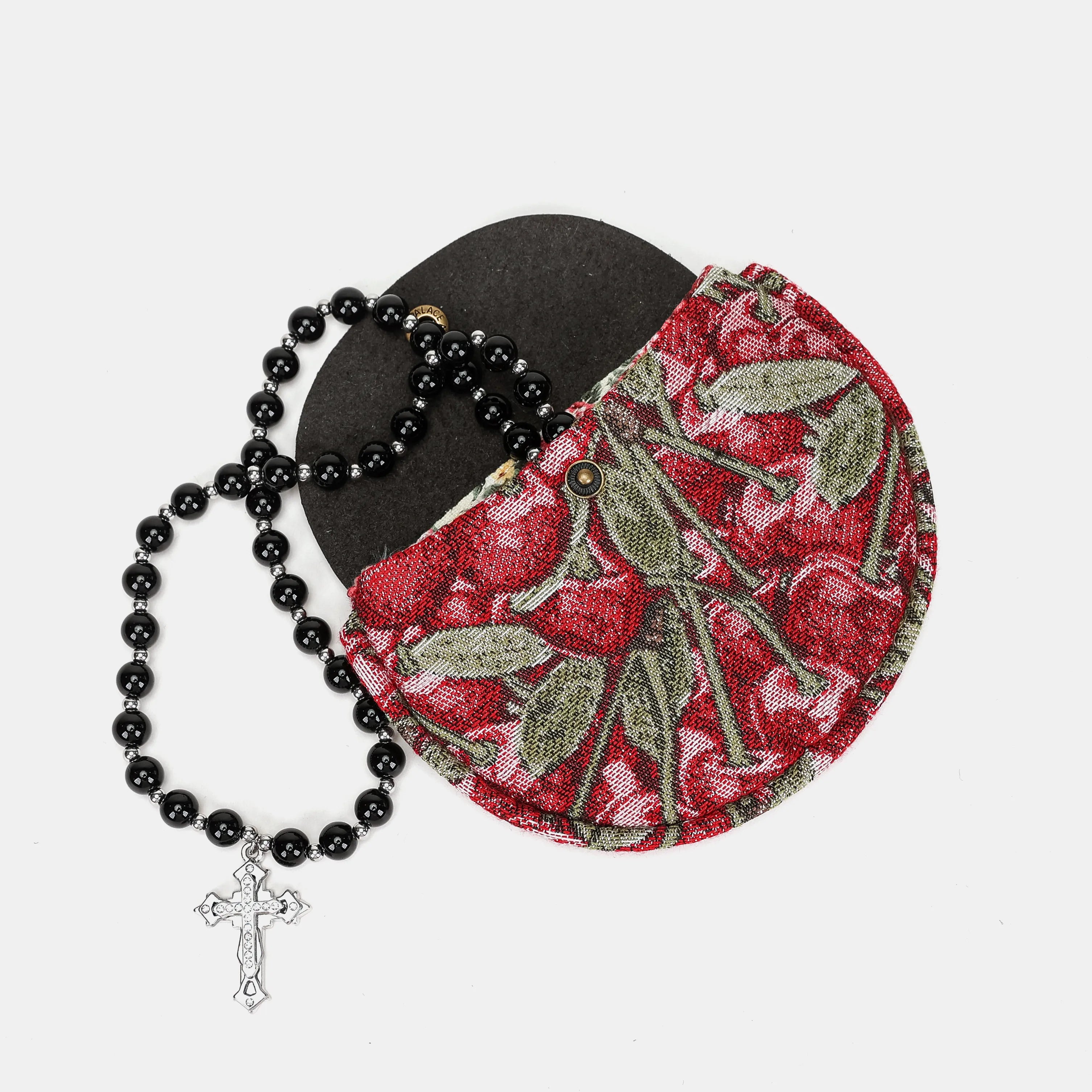 Cherry Cascade Rosary Bag Carpetbag of America with rosary