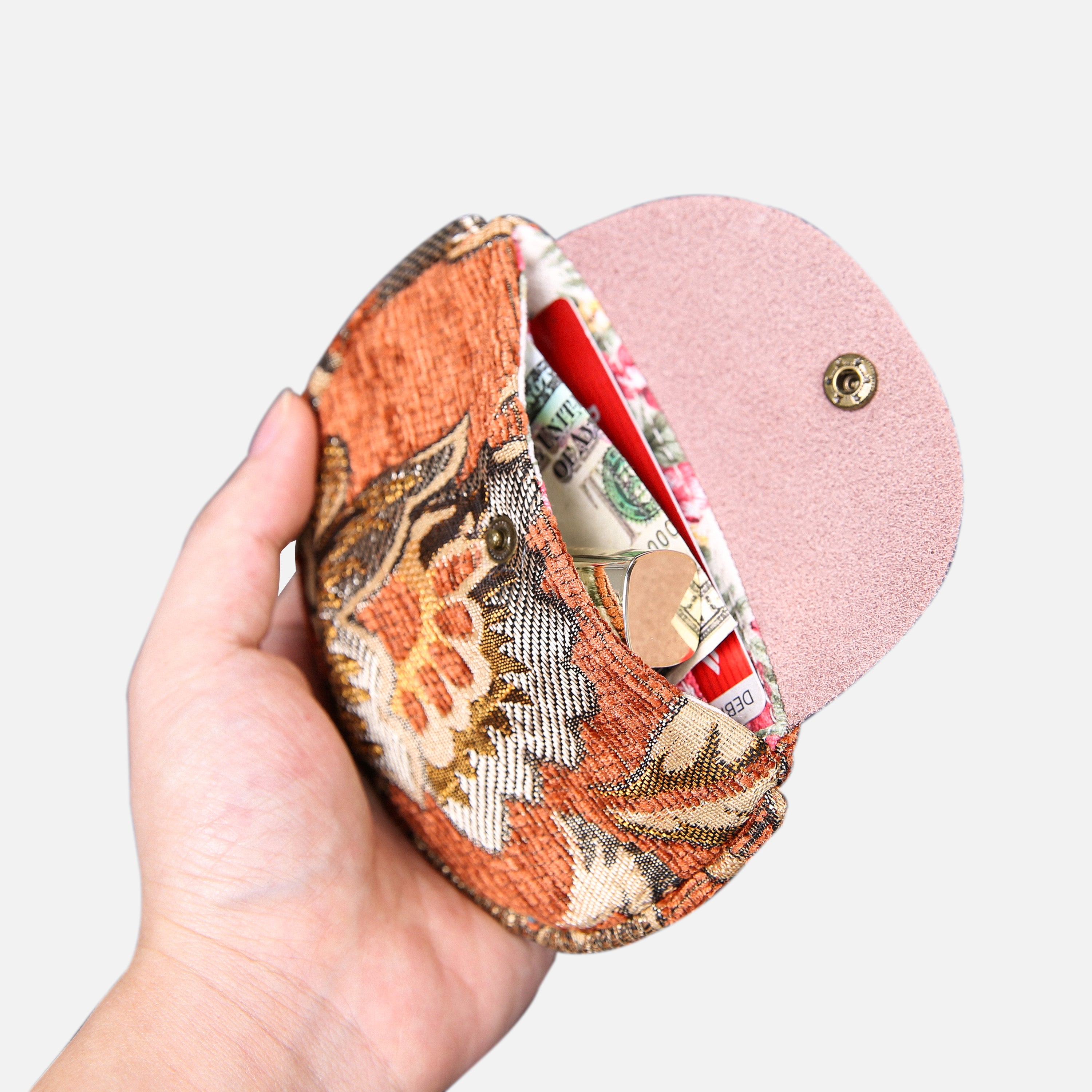 Paisley Orange Flap Coin Purse  MCW Handmade-1