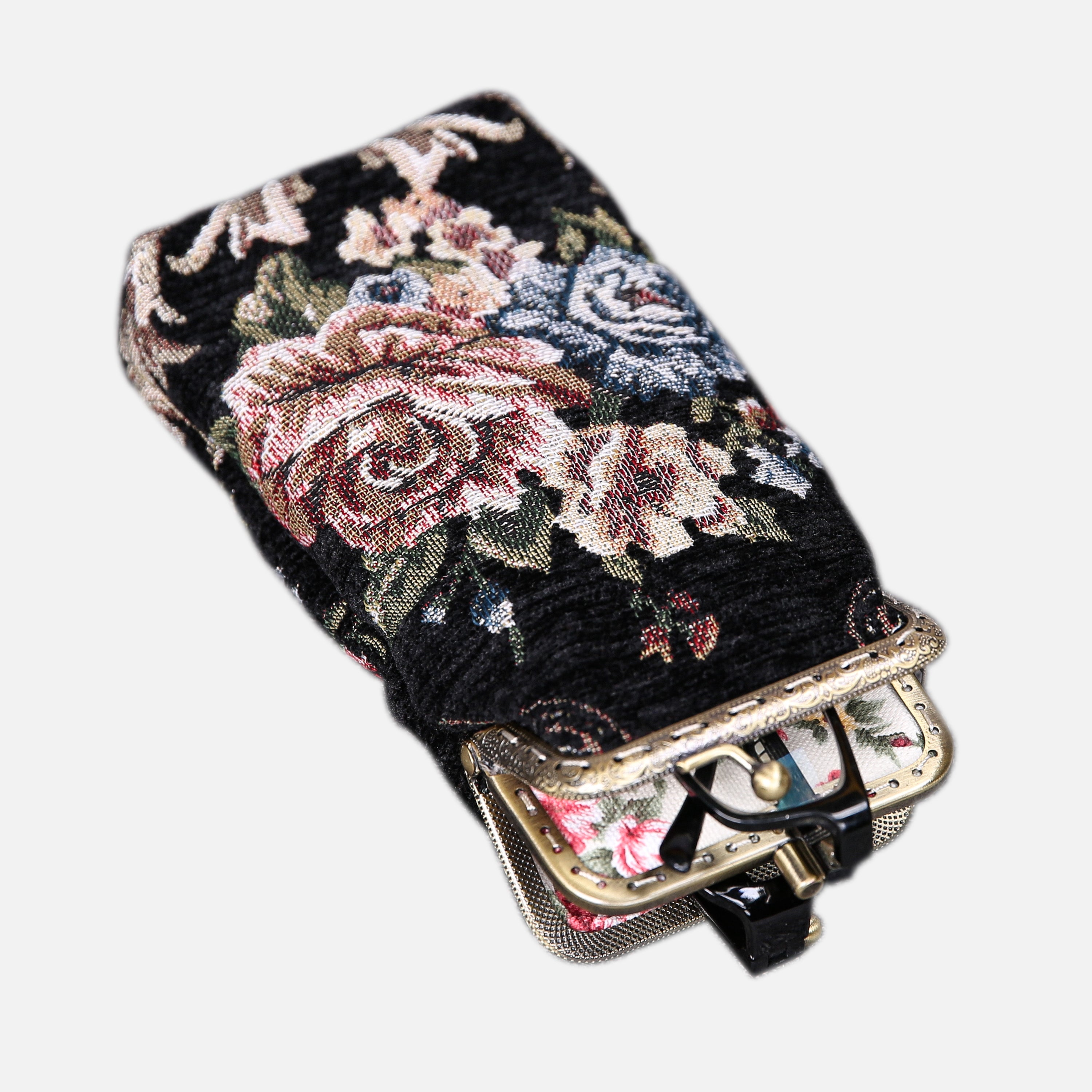 Floral Black Carpet Eyeglasses Case  MCW Handmade-1