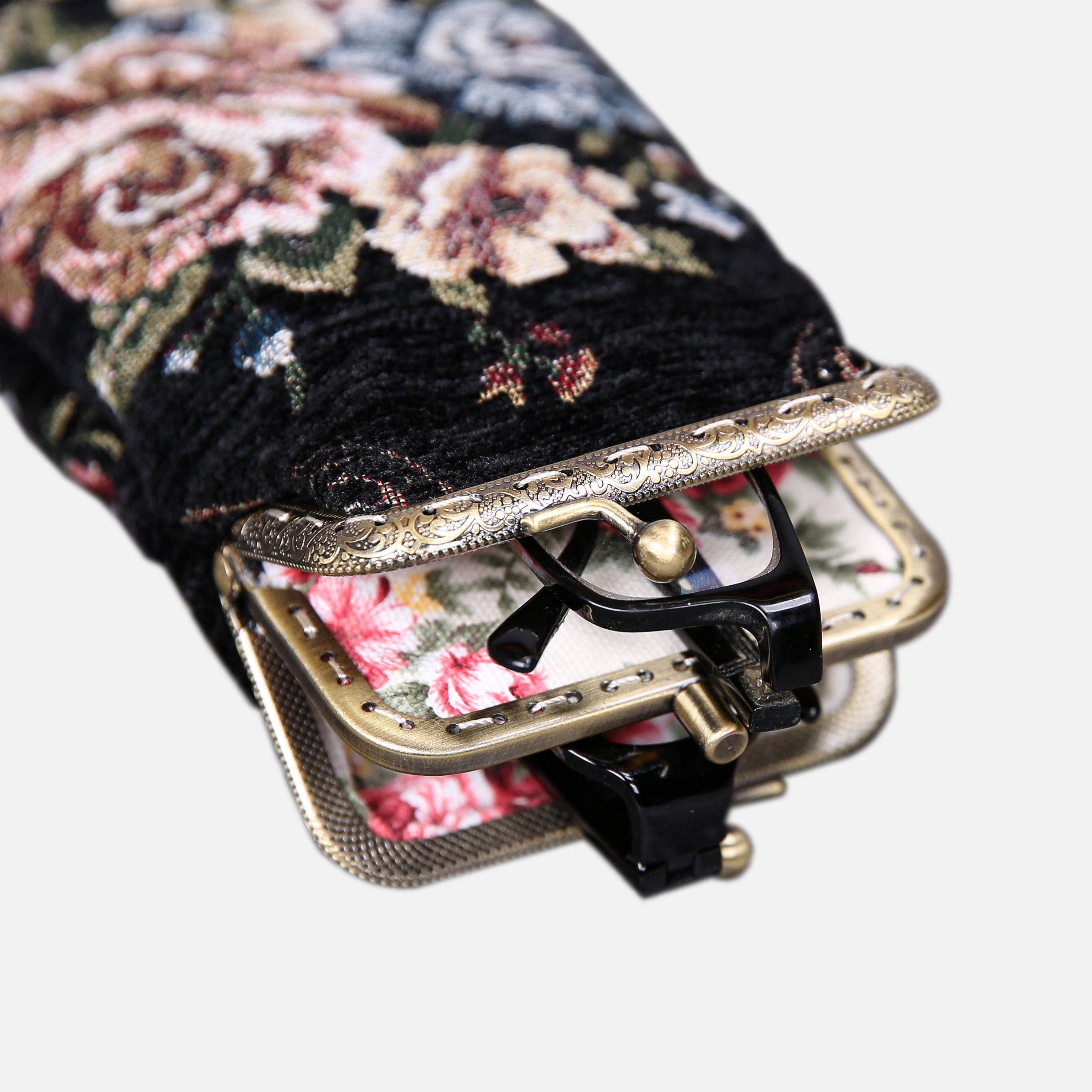 Floral Black Carpet Eyeglasses Case  MCW Handmade-3