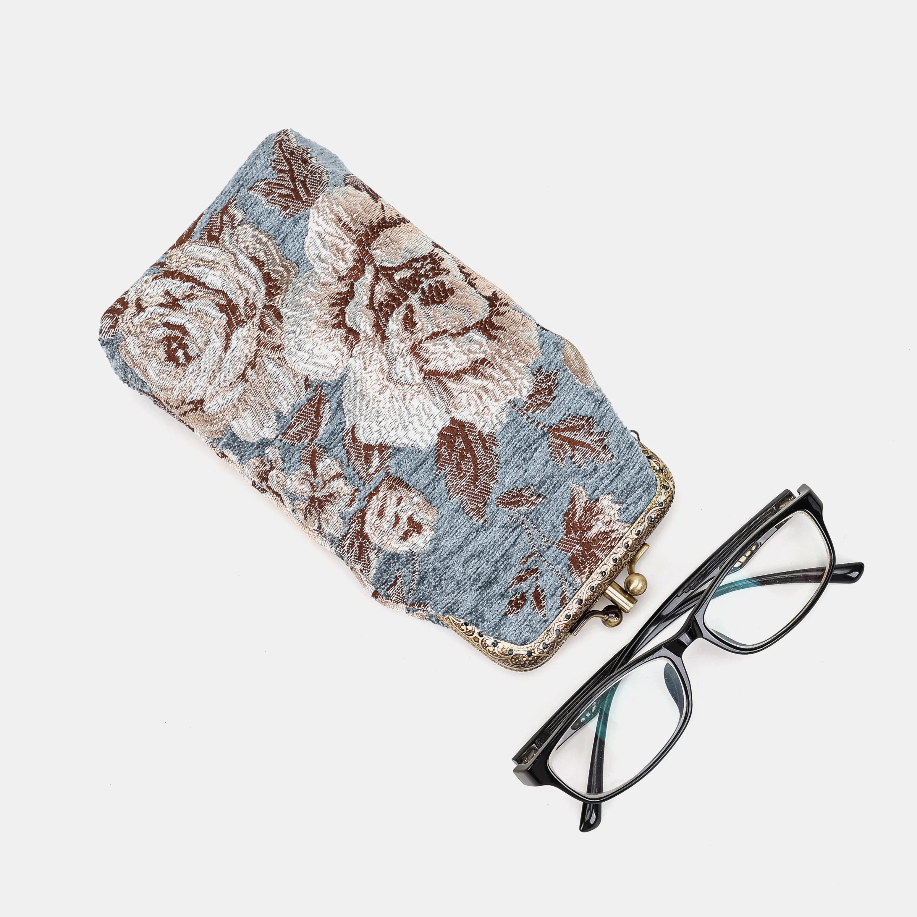 Floral Windy Blue Carpet Eyeglasses Case of America with glasses