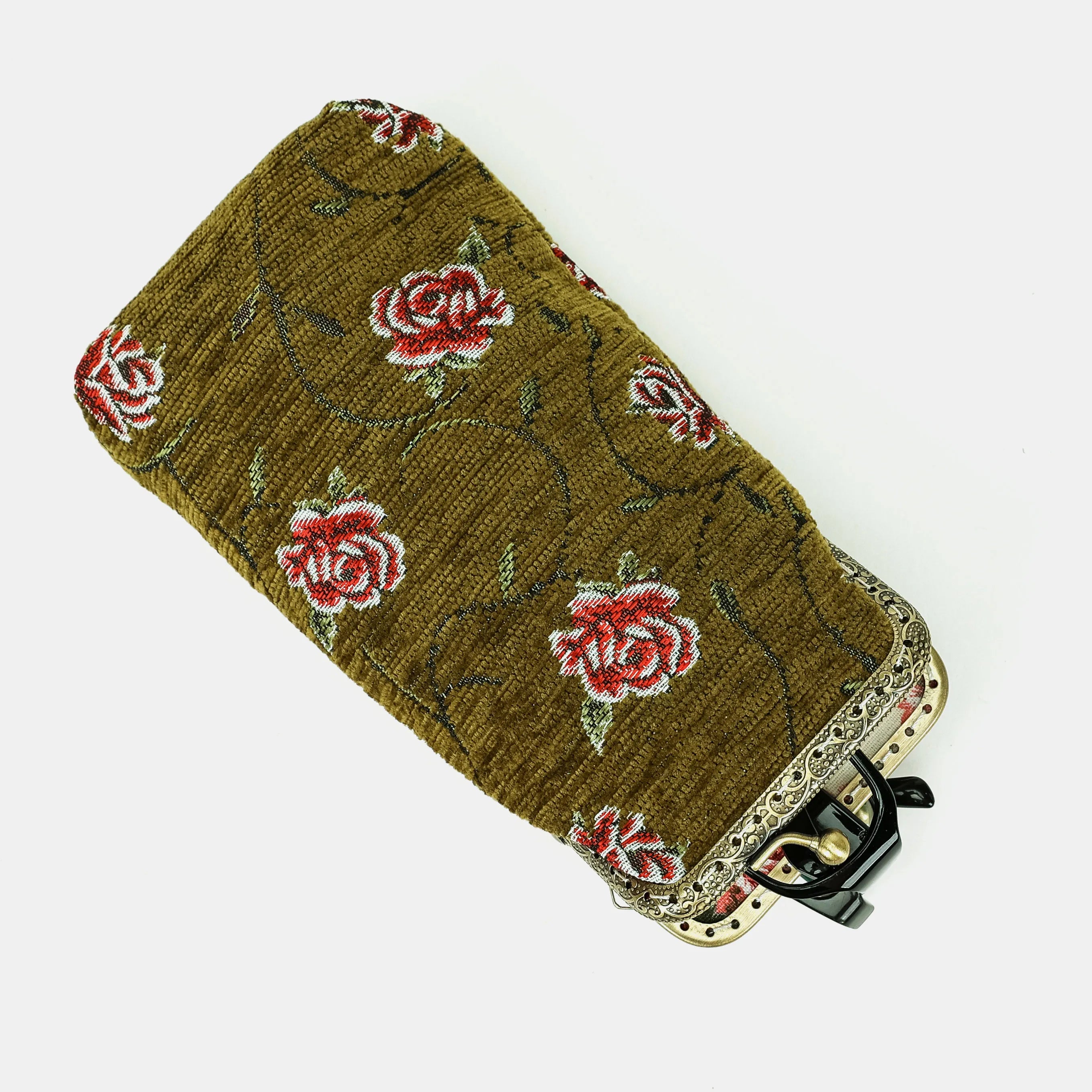 Climbing Rose Avocado Eyeglasses Carpet Case Carpetbag of America back
