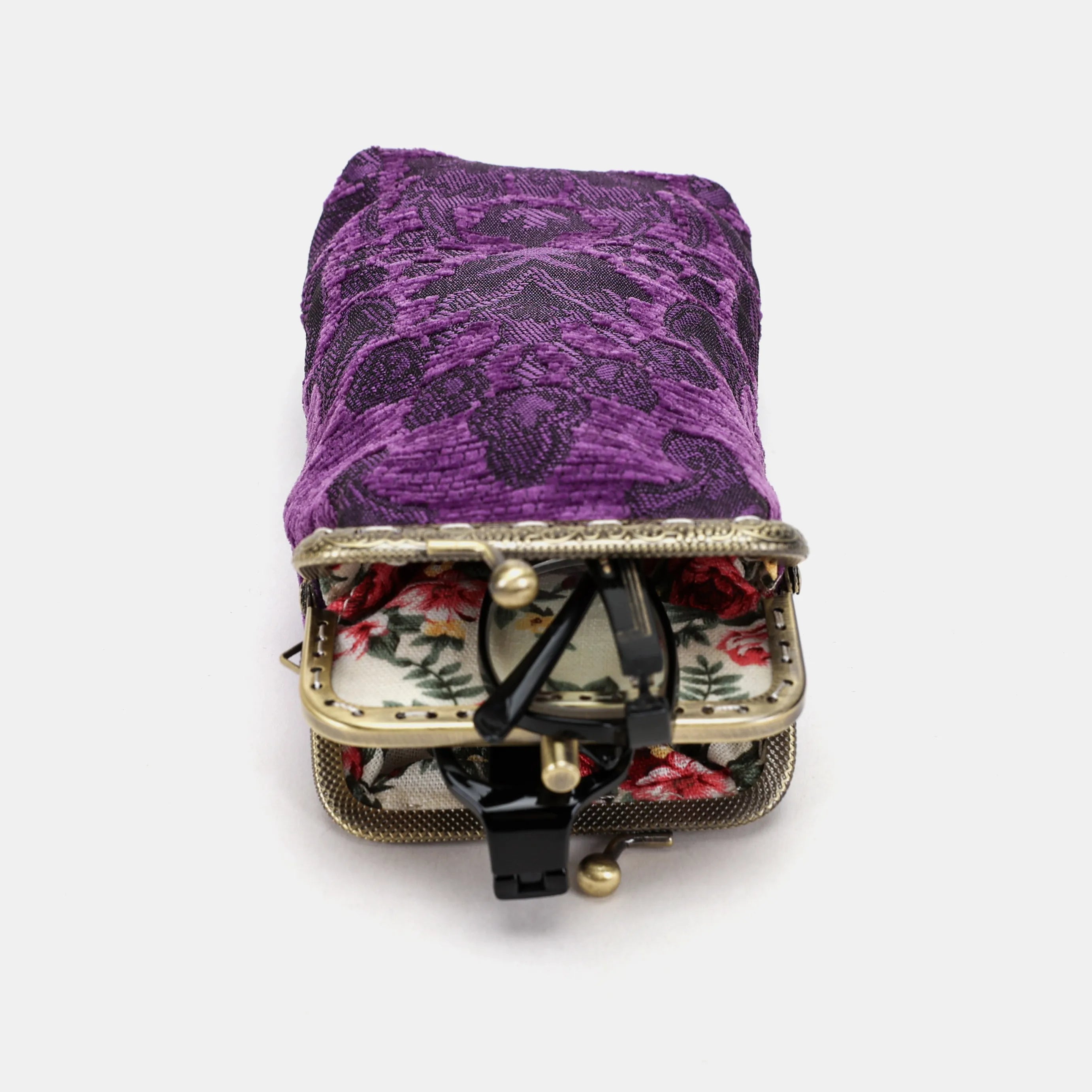 Victorian Blossom Purple Carpet Eyeglasses Case of America opening forward
