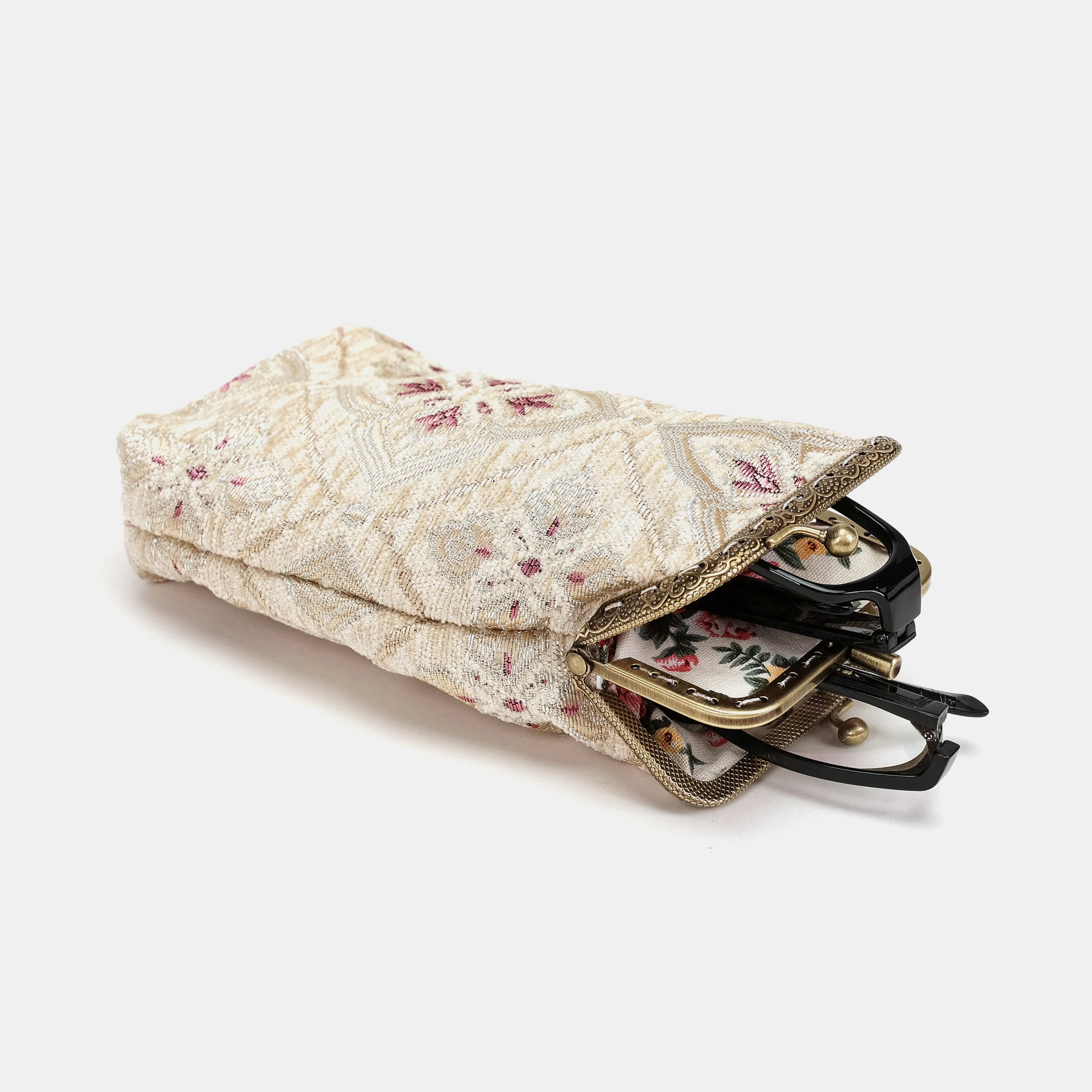Ethnic Cream Carpet Eyeglasses Case Carpetbag of America toward side