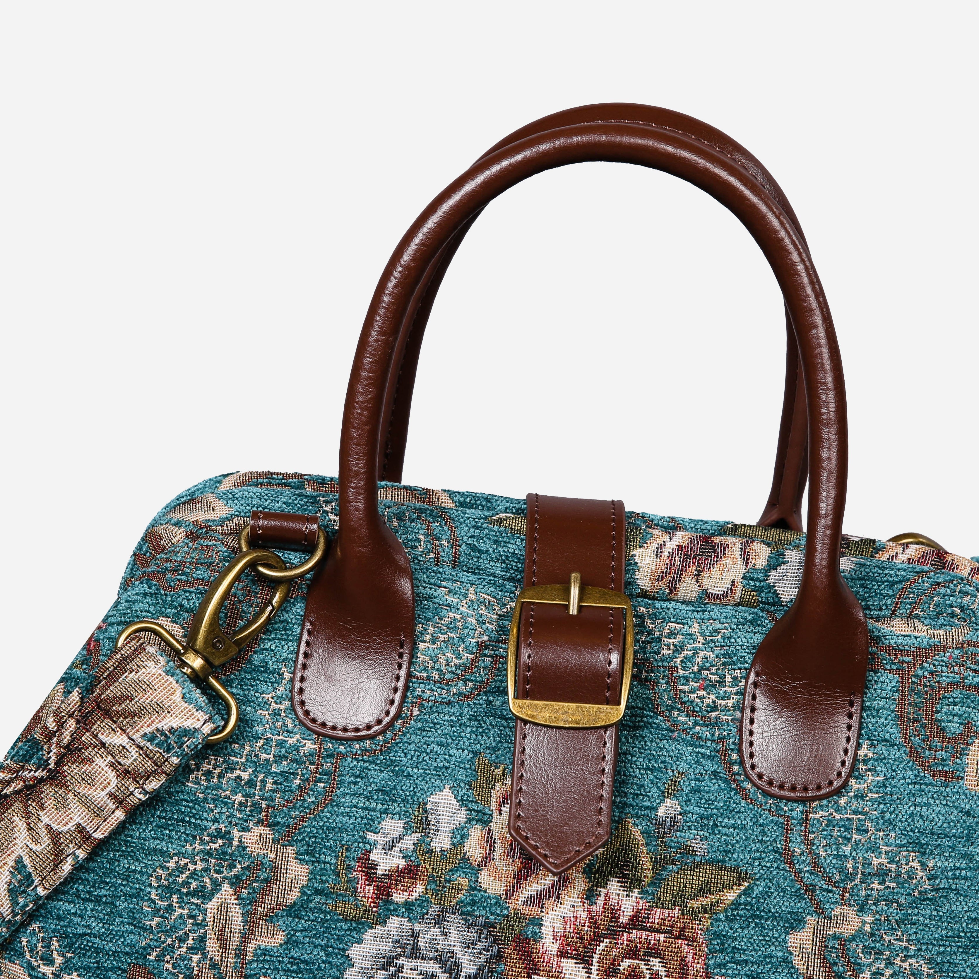 Floral Teal Carpet Handbag Purse carpet bag MCW Handmade-5