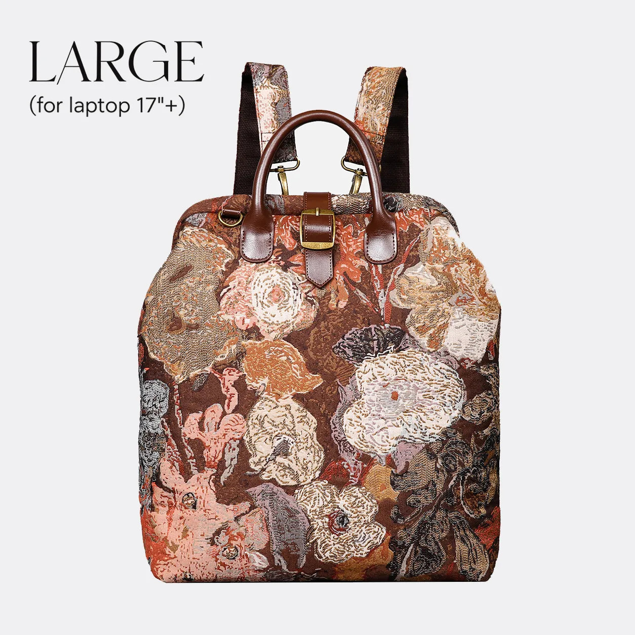 Abstract Brown Carpet Large Laptop Backpack Carpetbag of America main