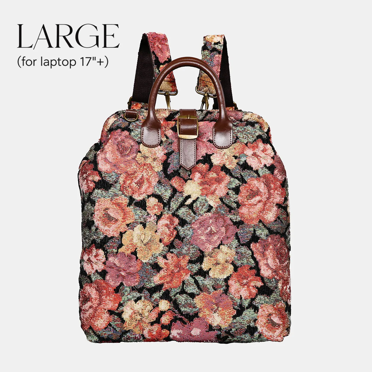 Floral Rose Carpet Large Laptop Backpack Carpetbag of America main
