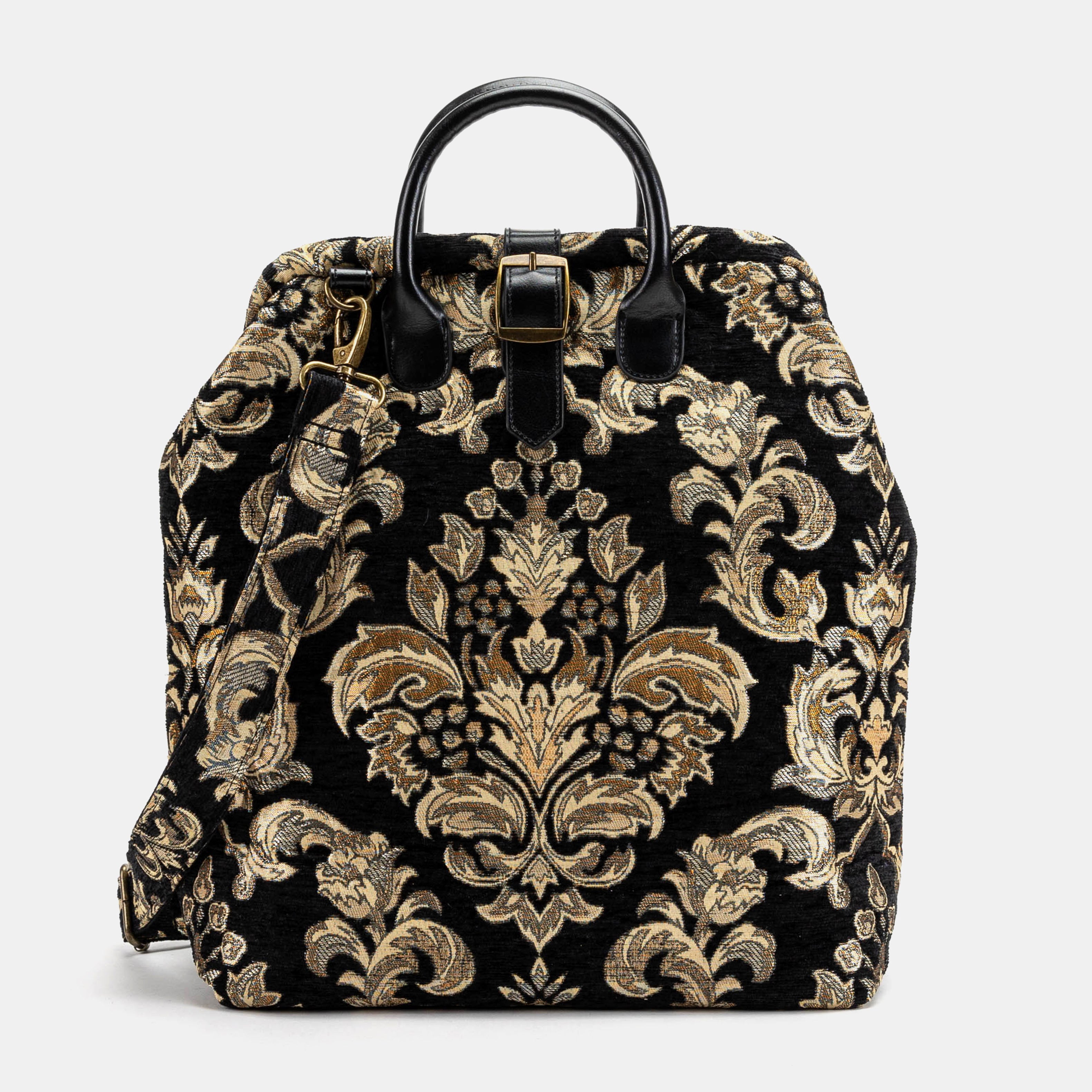 Victorian Blossom Black/Gold Carpet Laptop Backpack of America front