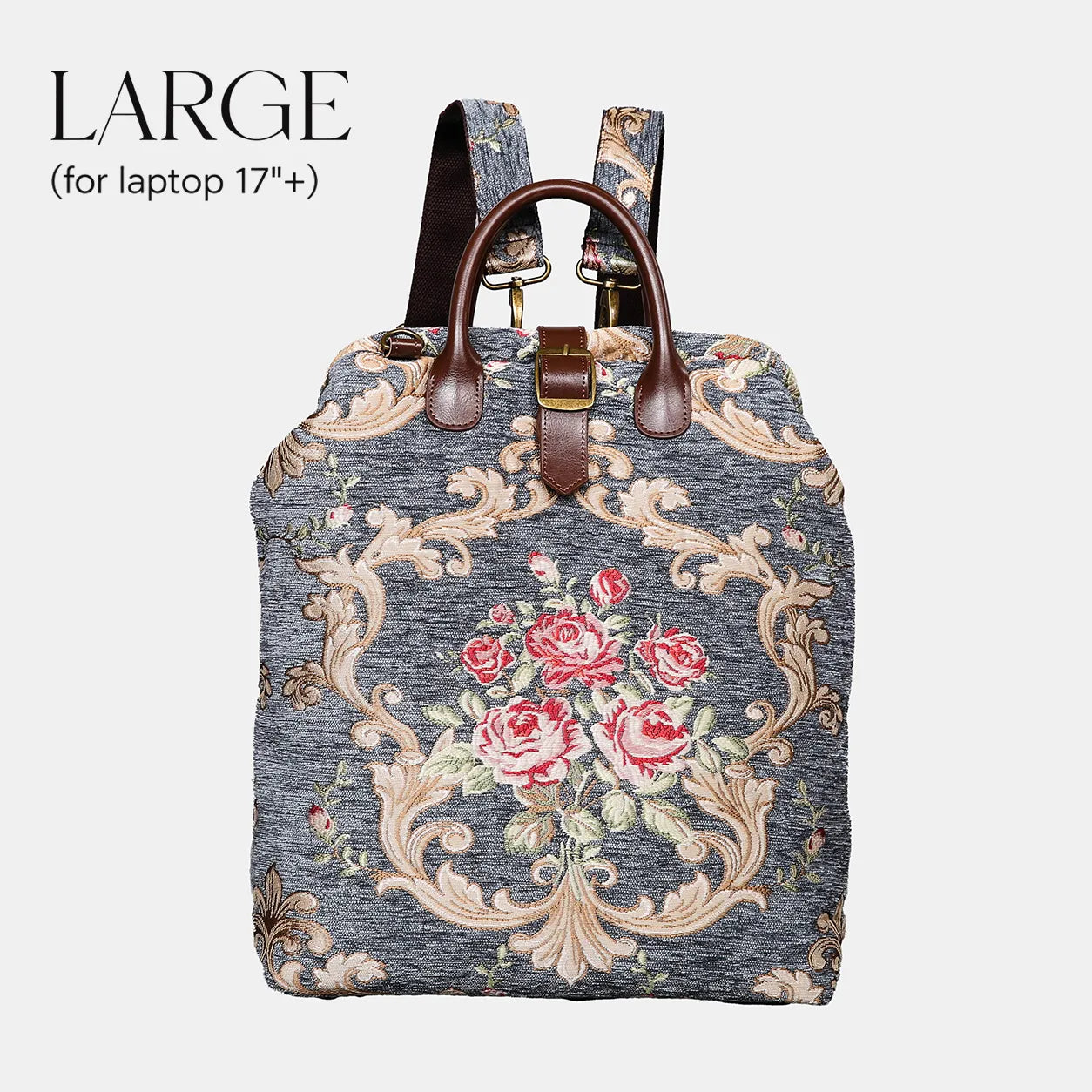 Baroque Garden Grey Carpet Large Laptop Backpack Carpetbag of America main