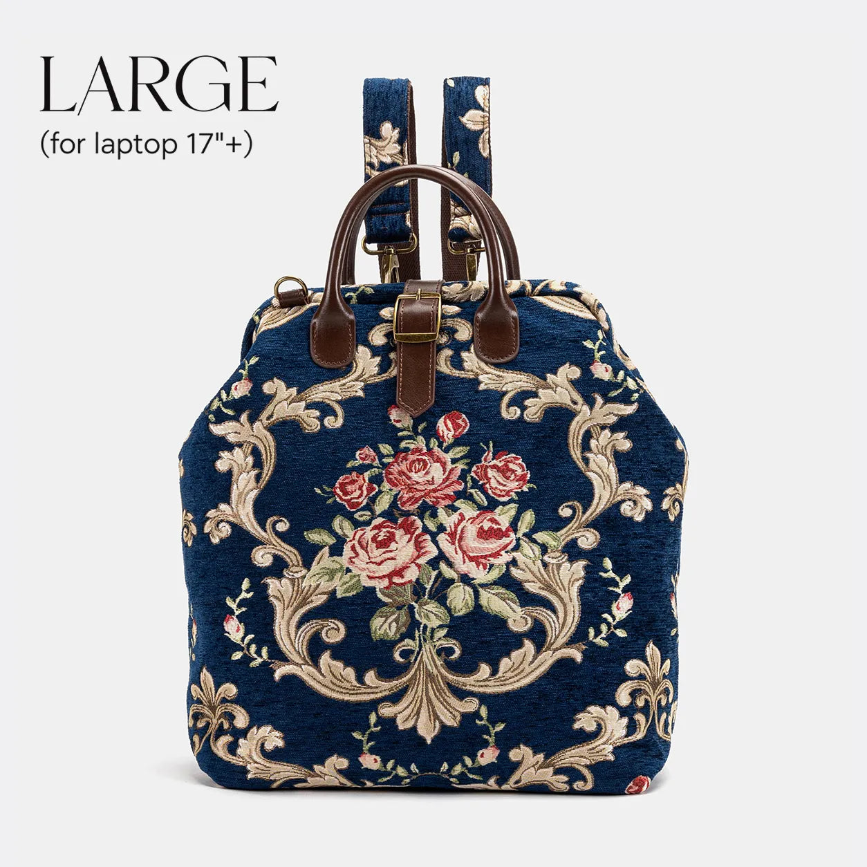 Baroque Garden Blue Carpet  Large Laptop Backpack Carpetbag of America main