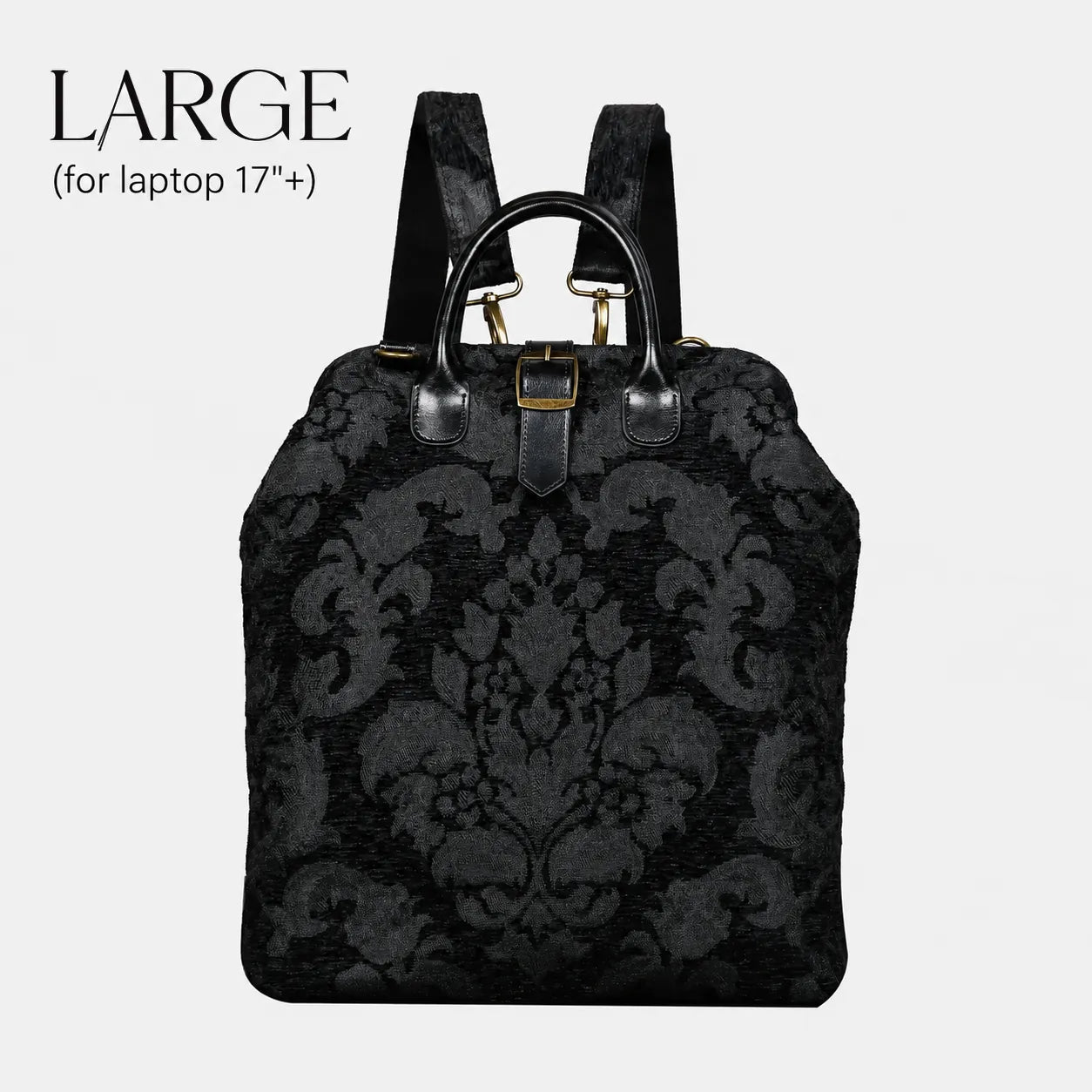 Victorian Blossom Black/Black Carpet Large Laptop Backpack of America main