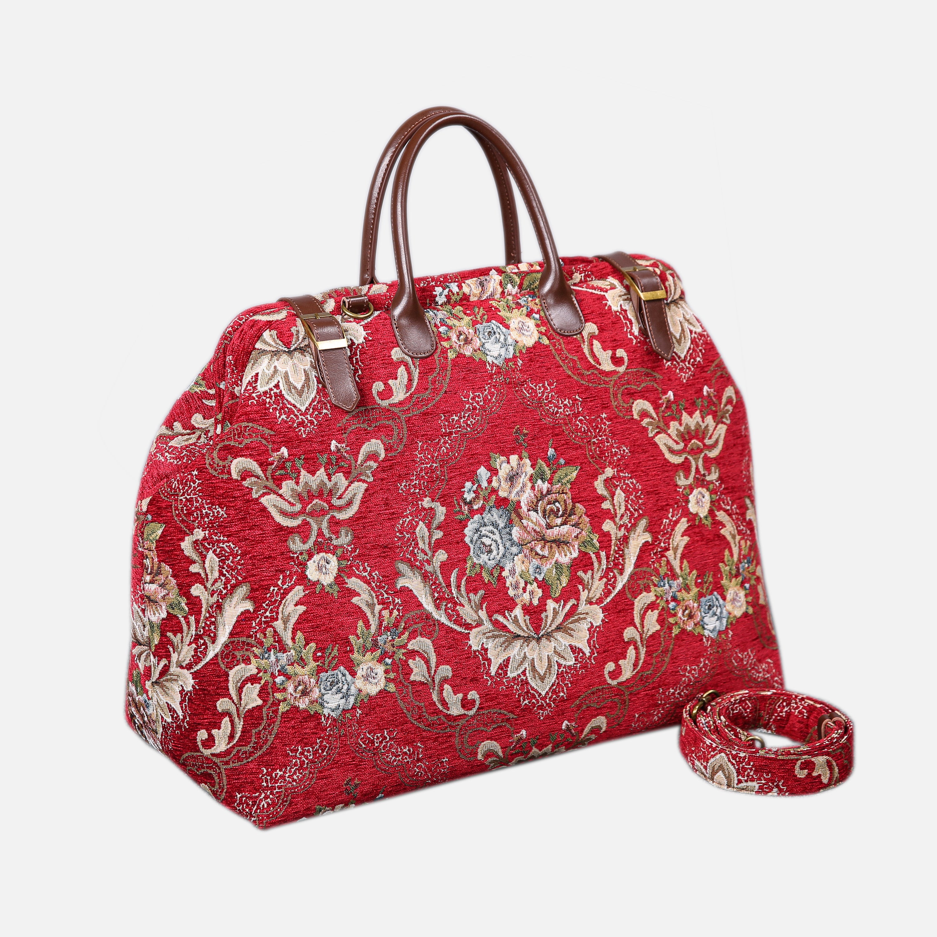 Floral Red Large Carpetbag  MCW Handmade-1