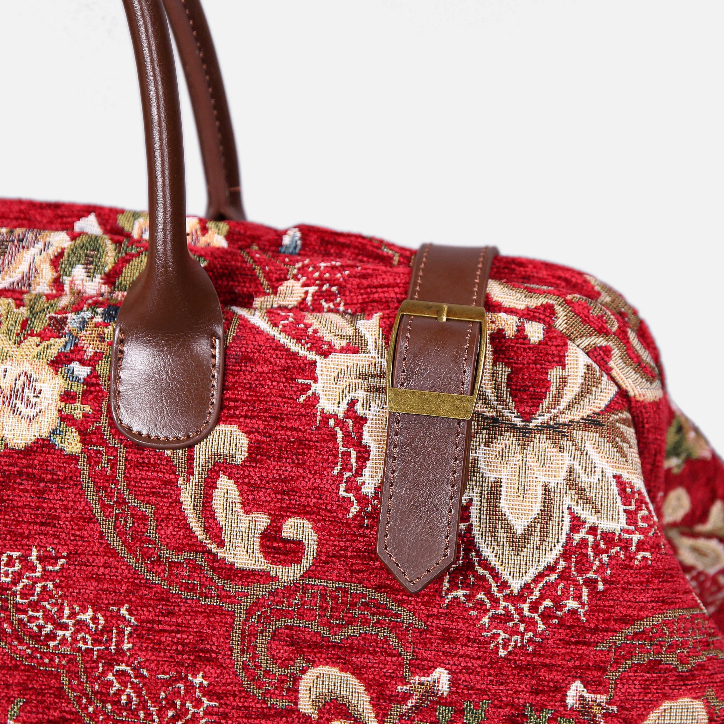 Floral Red Large Carpetbag  MCW Handmade-3