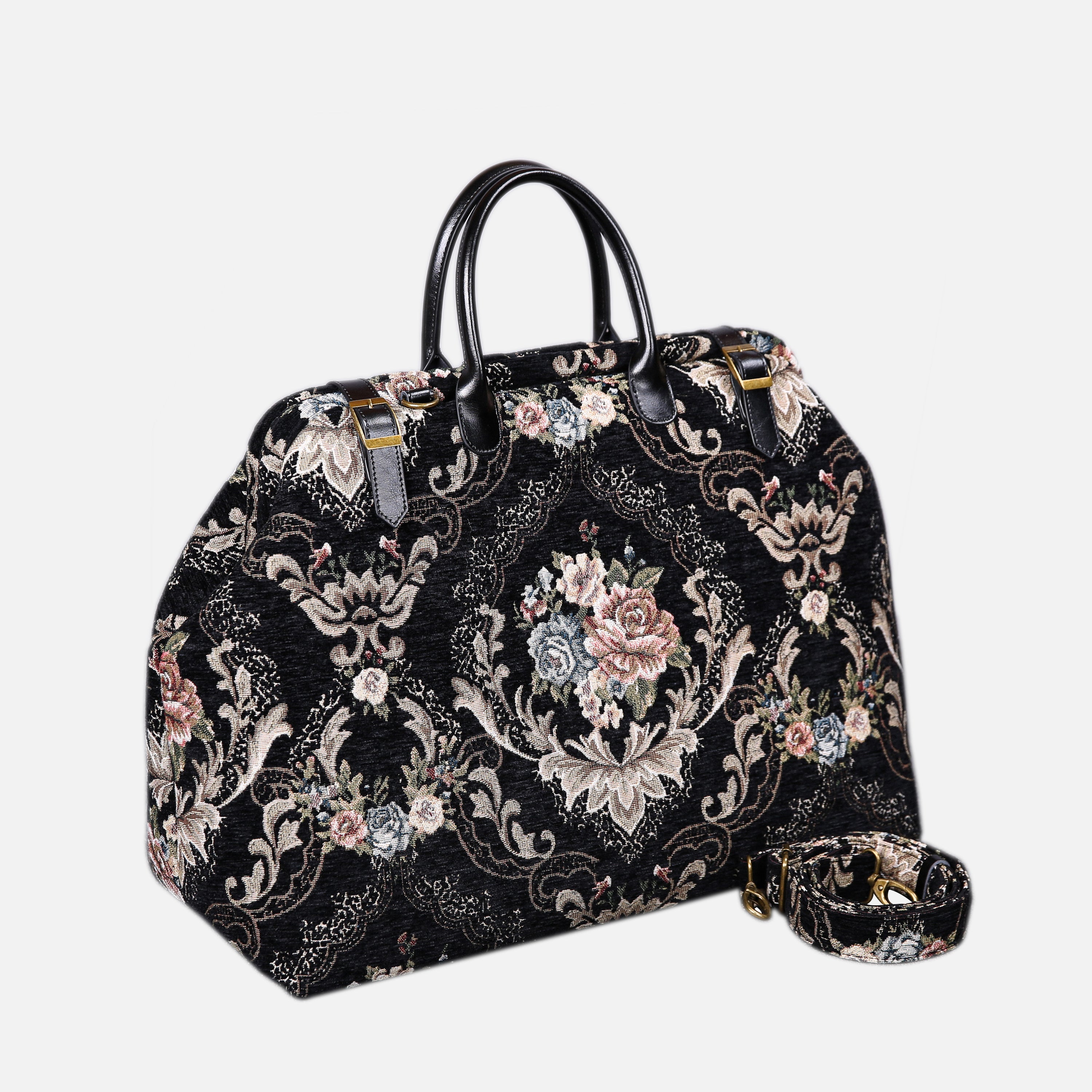 Floral Black Large Carpetbag  MCW Handmade-1