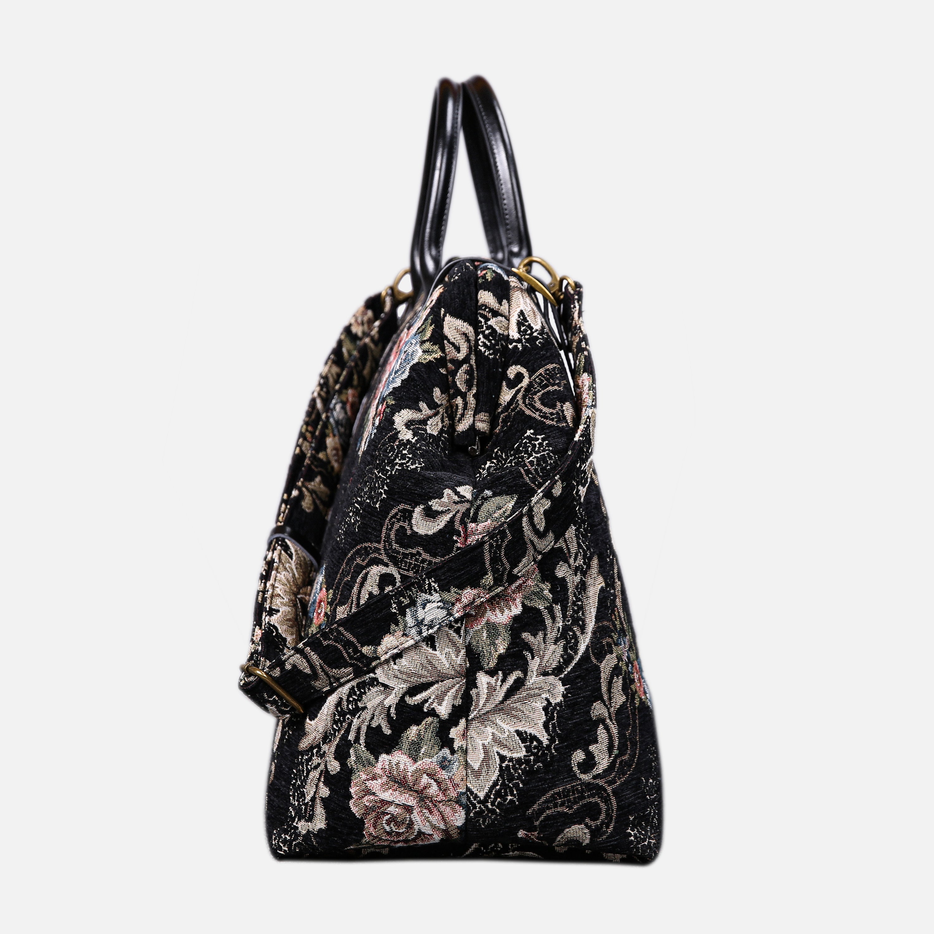 Floral Black Large Carpetbag  MCW Handmade-2