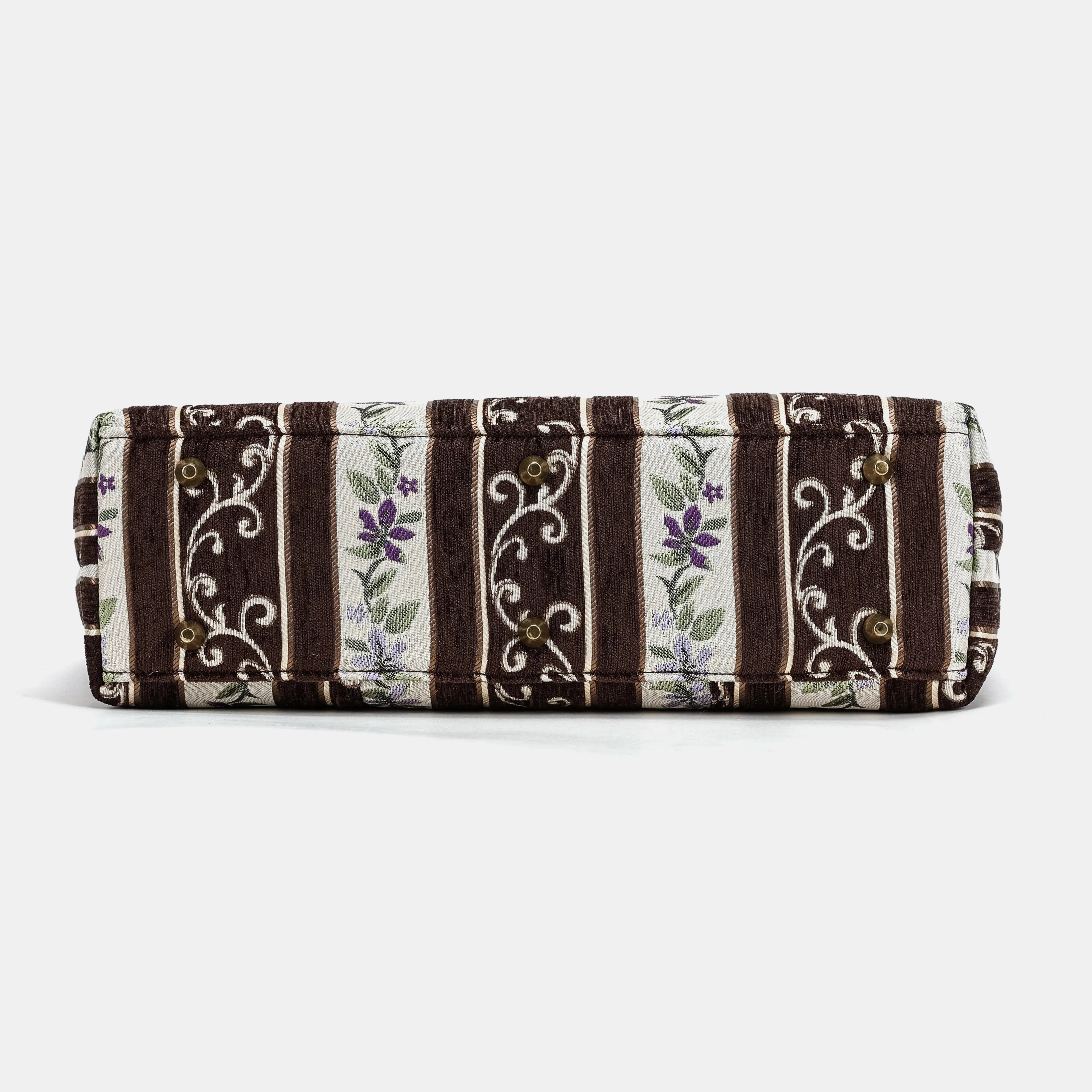 Victorian Stripes Brown Work Carpet Bag Oof America bottom