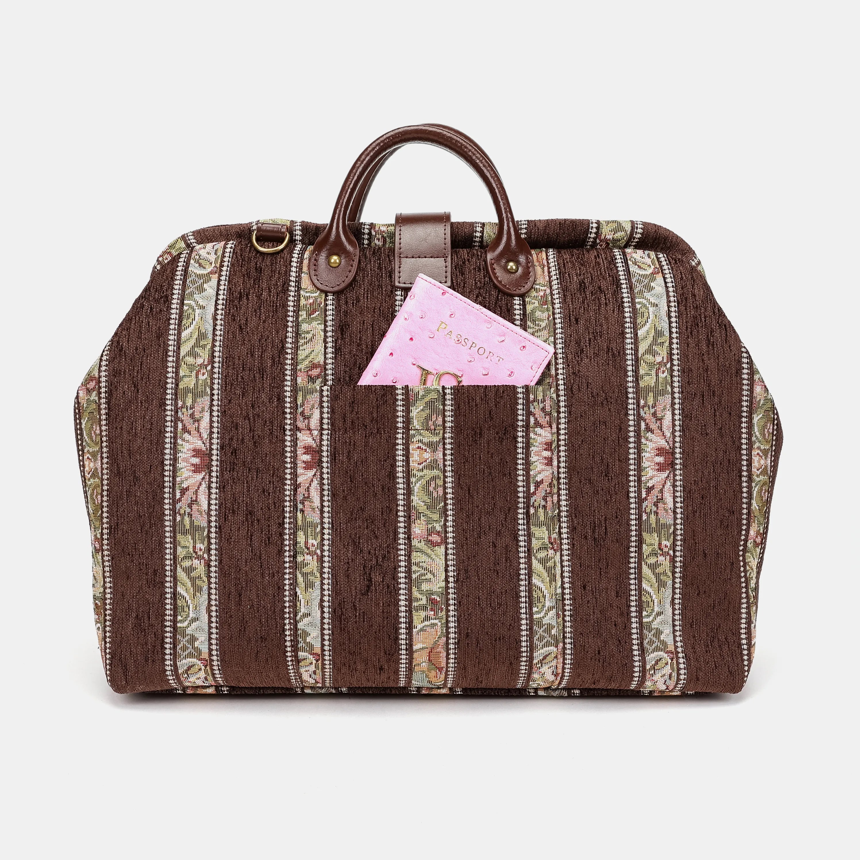 Floral Stripes Brown Laptop Work Bag Carpetbag of America back