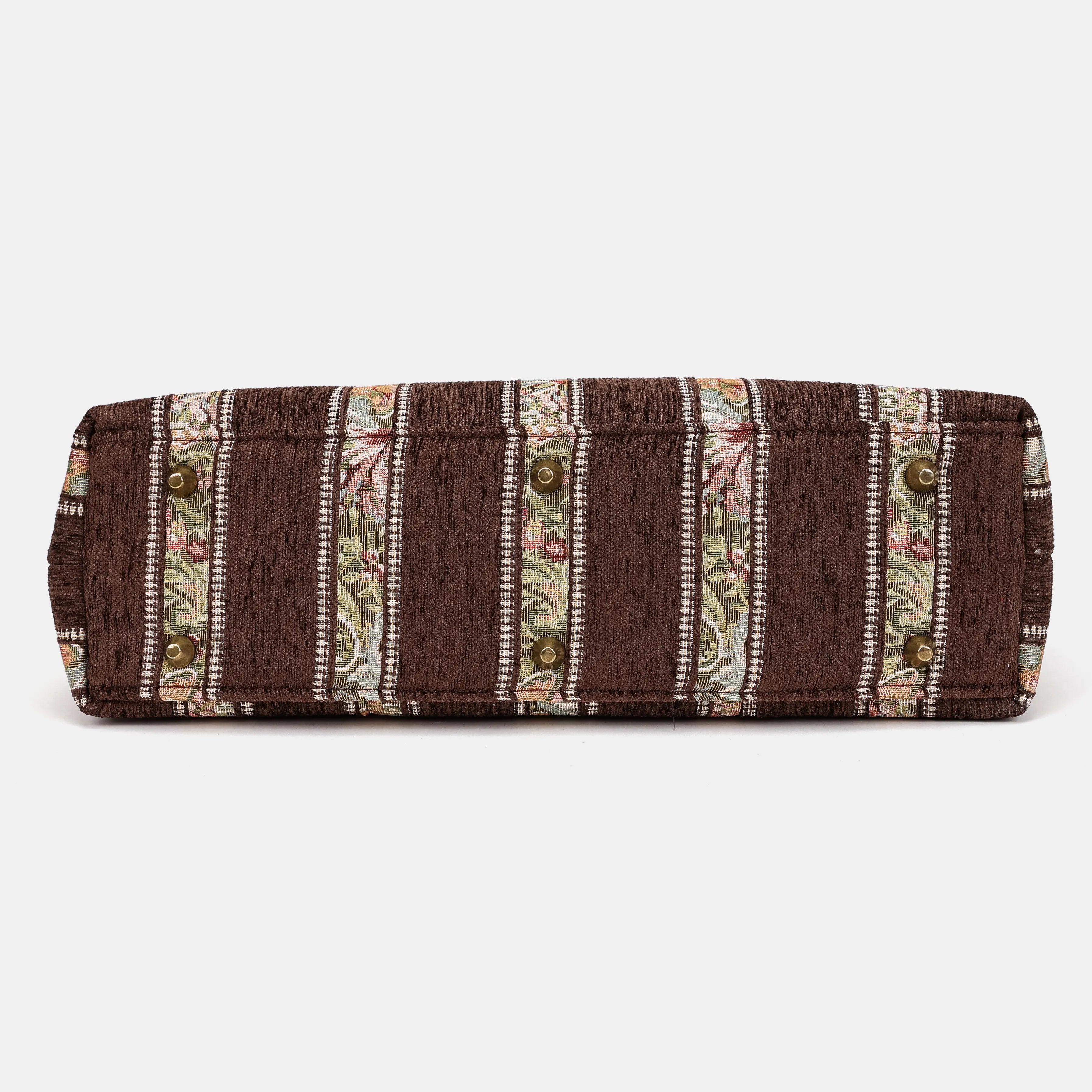 Floral Stripes Brown Laptop Work Bag Carpetbag of America bottom