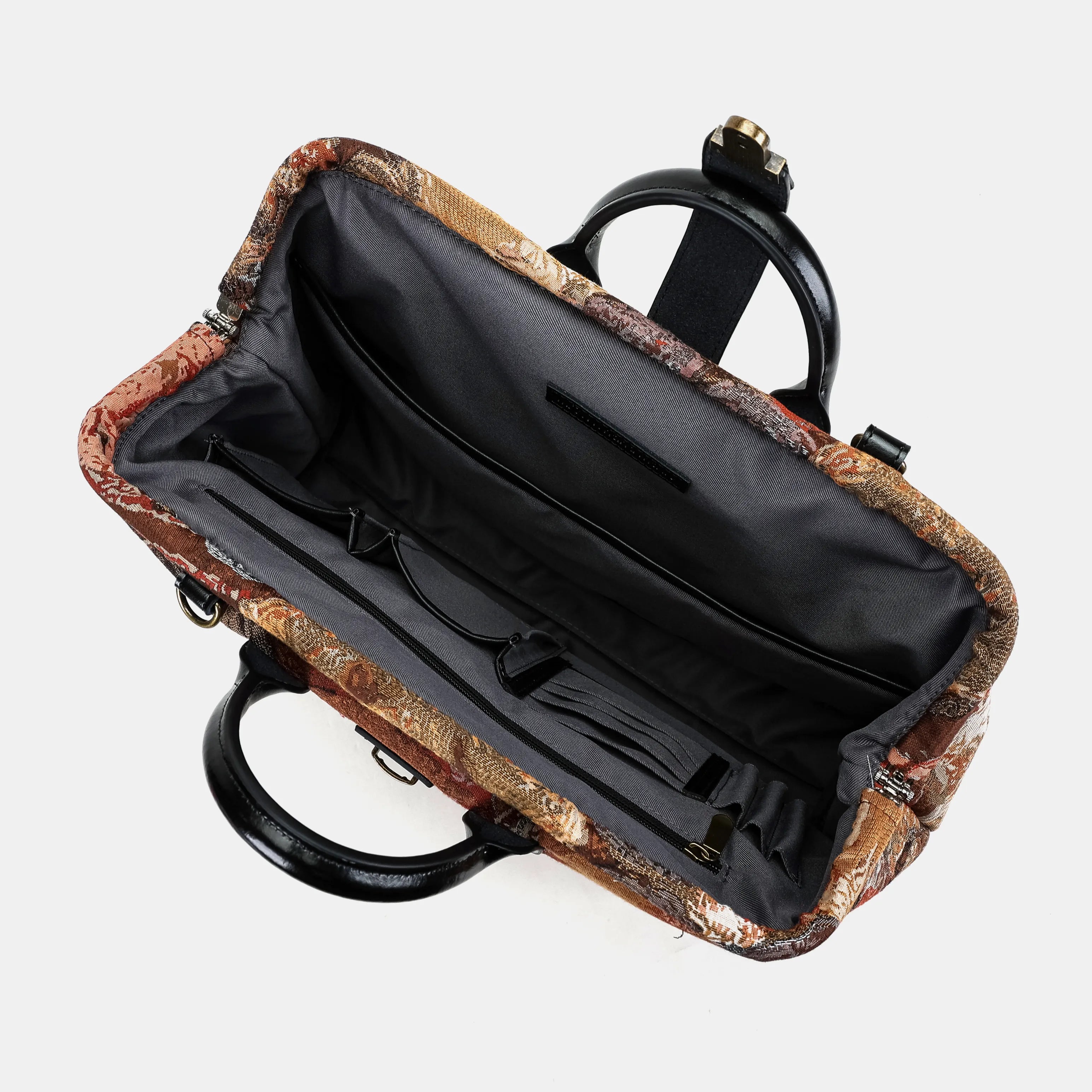 Abstract Brown Laptop Work Bag of American opening