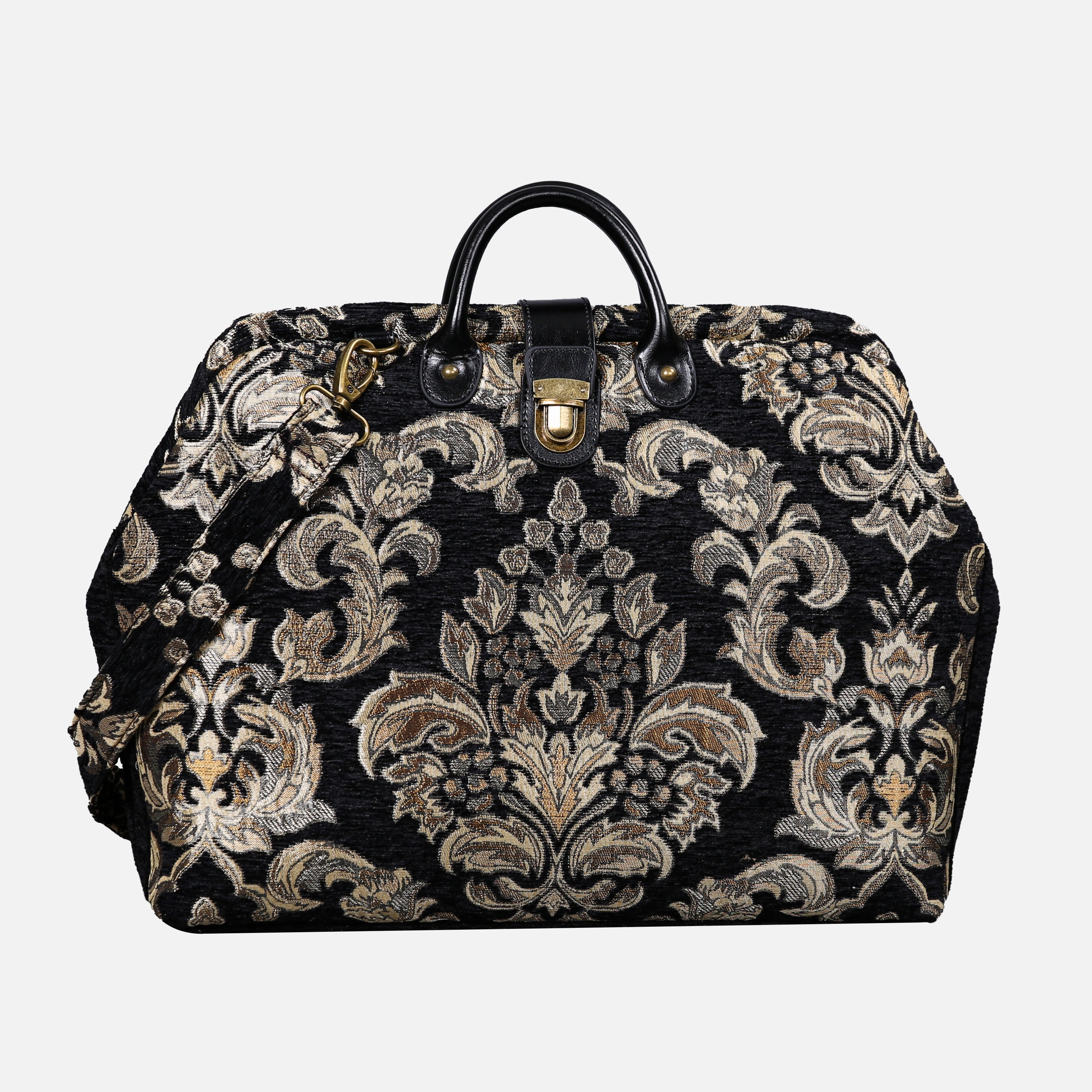 Victorian Blossom Black Gold Laptop Work Bag carpet bag MCW Handmade