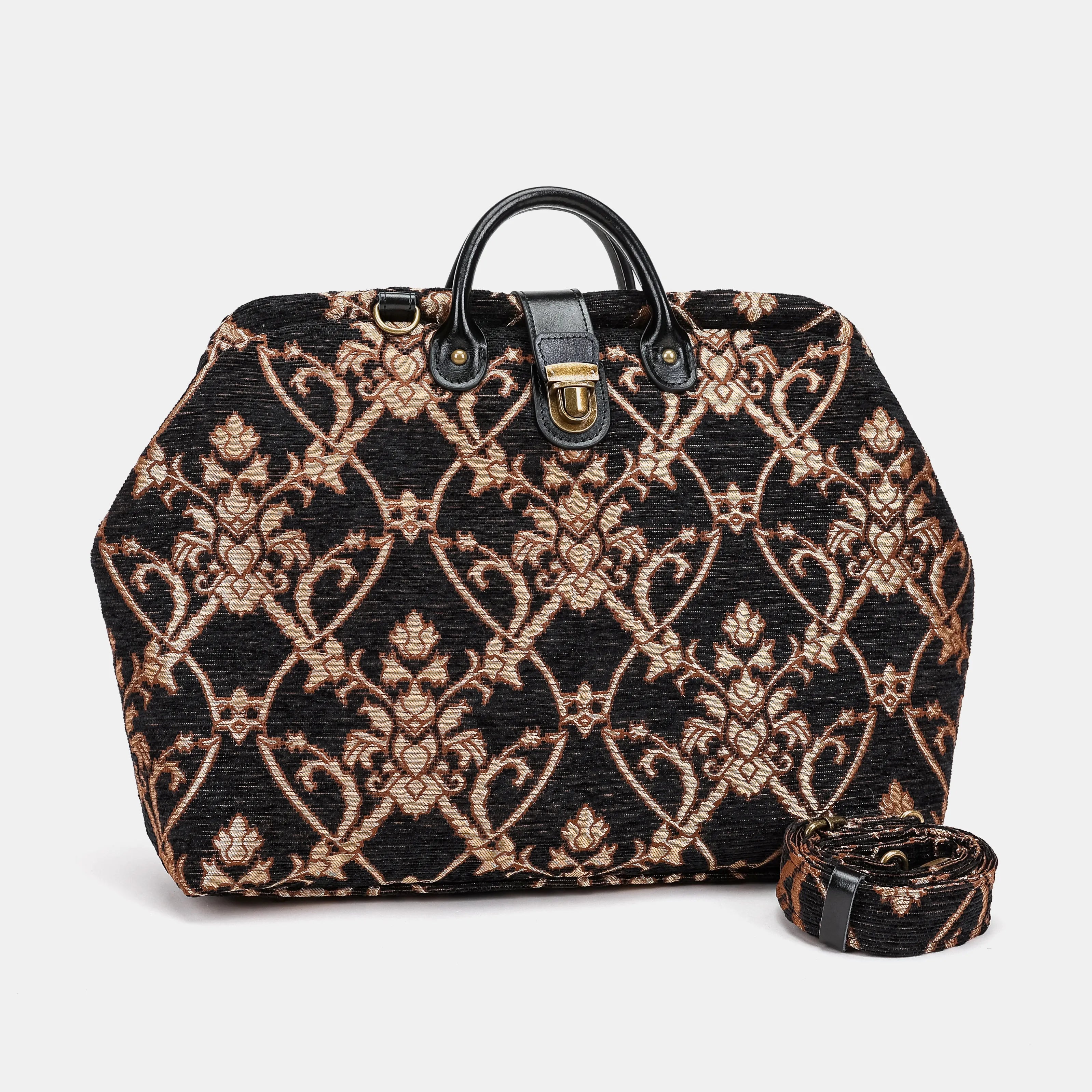 Carnaby Black Laptop Work Bag Carpetbag of America with shoulder strap
