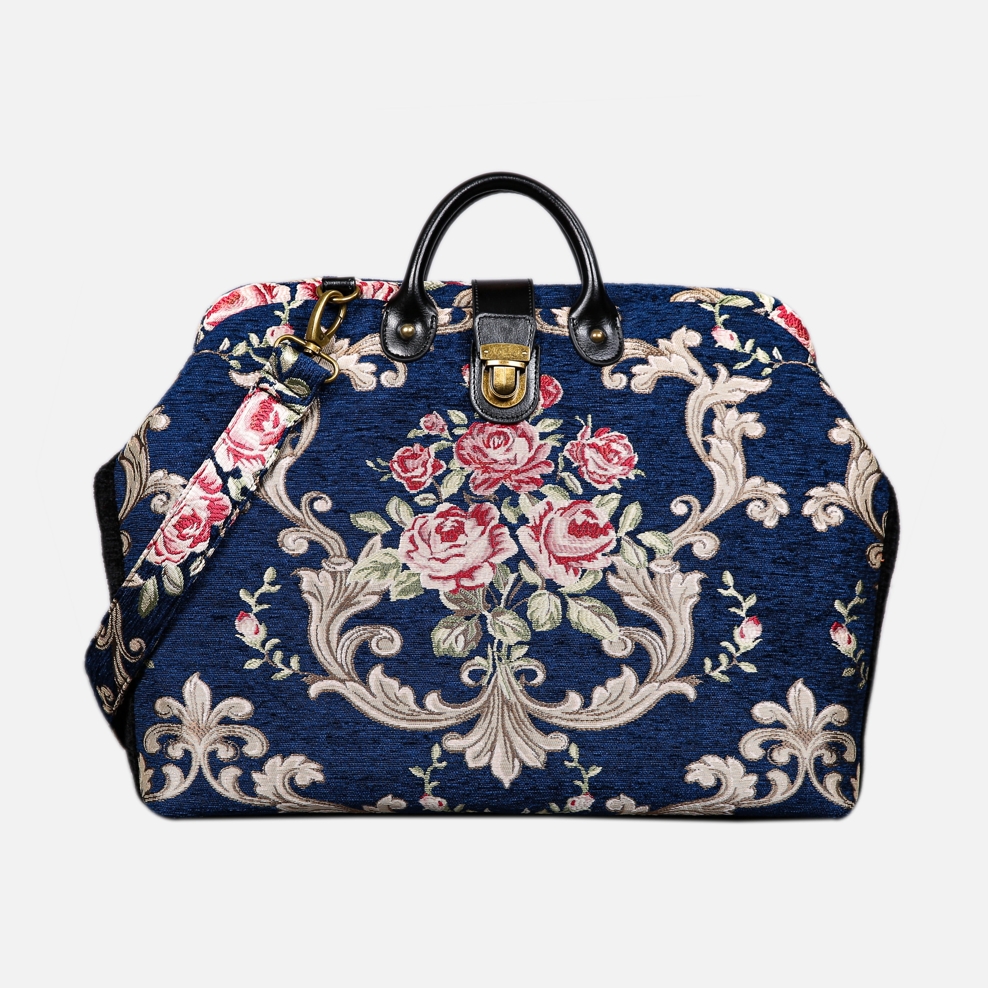 Luxury Damask Blue Laptop Work Bag carpet bag MCW Handmade