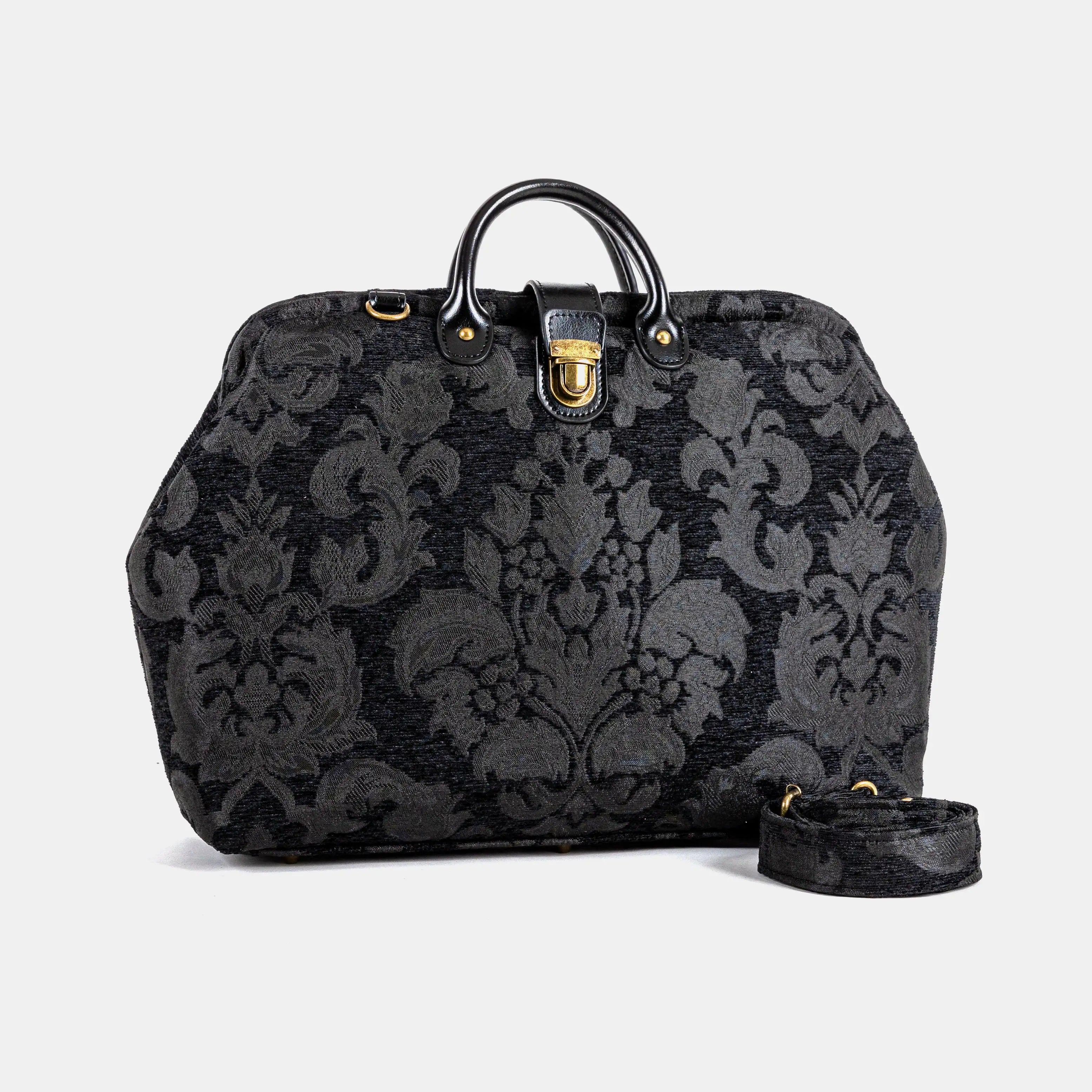 Victorian Blossom Black/Black Laptop Work Bag  of America with shoulder strap