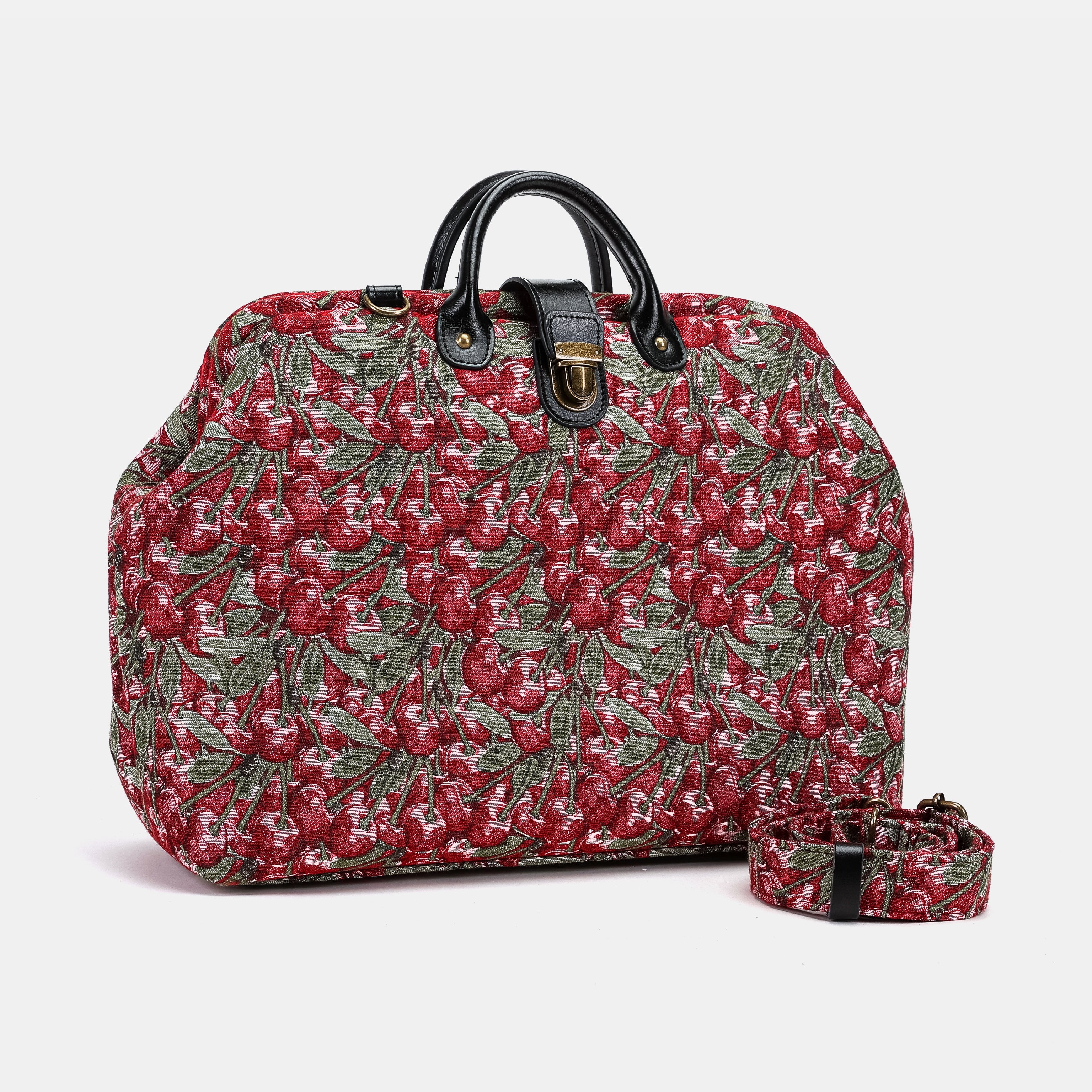 Cherry Cascade Carpetbag of America with shoulder strap