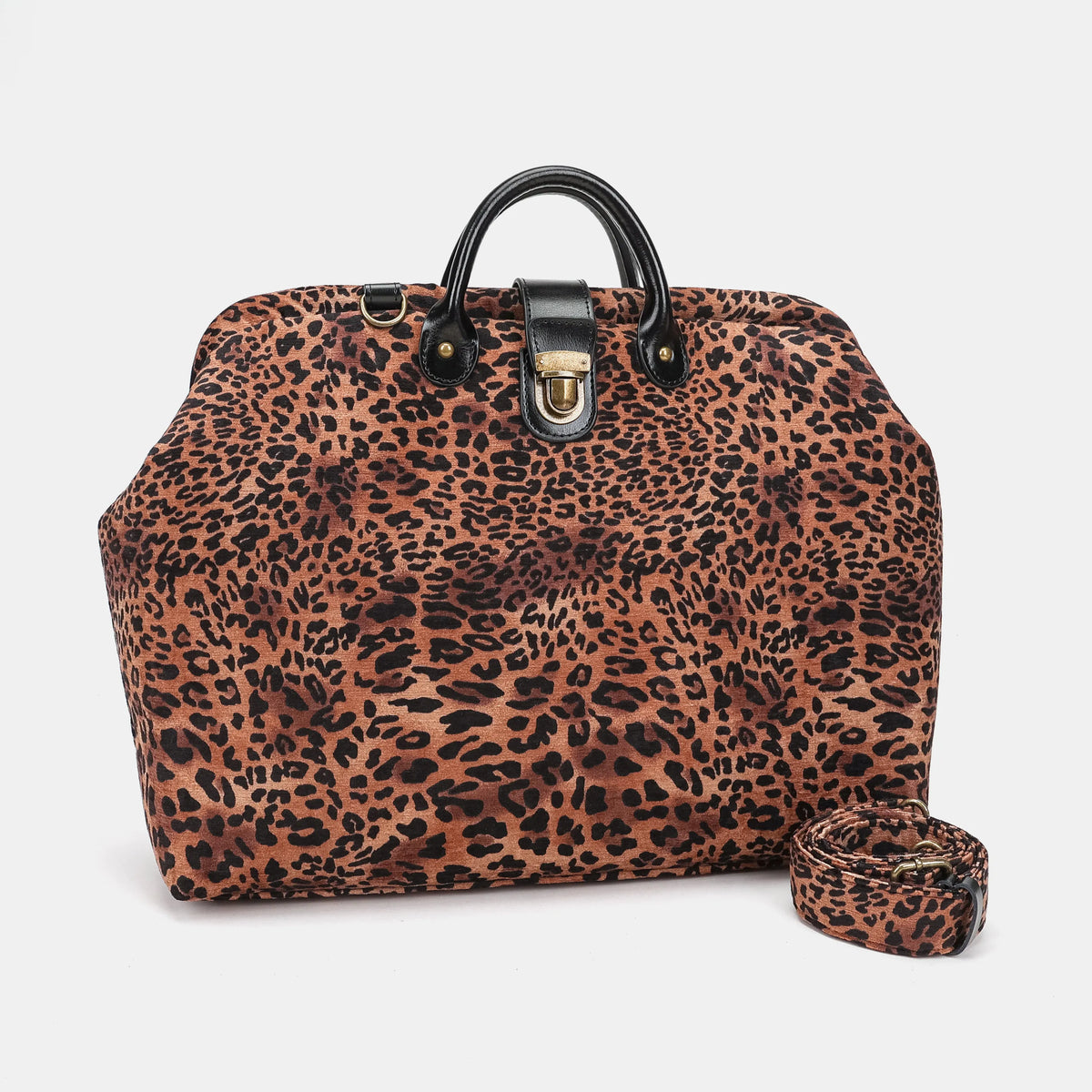 Leopard Classic Laptop Work Bag Carpetbag of America with shoulder strap