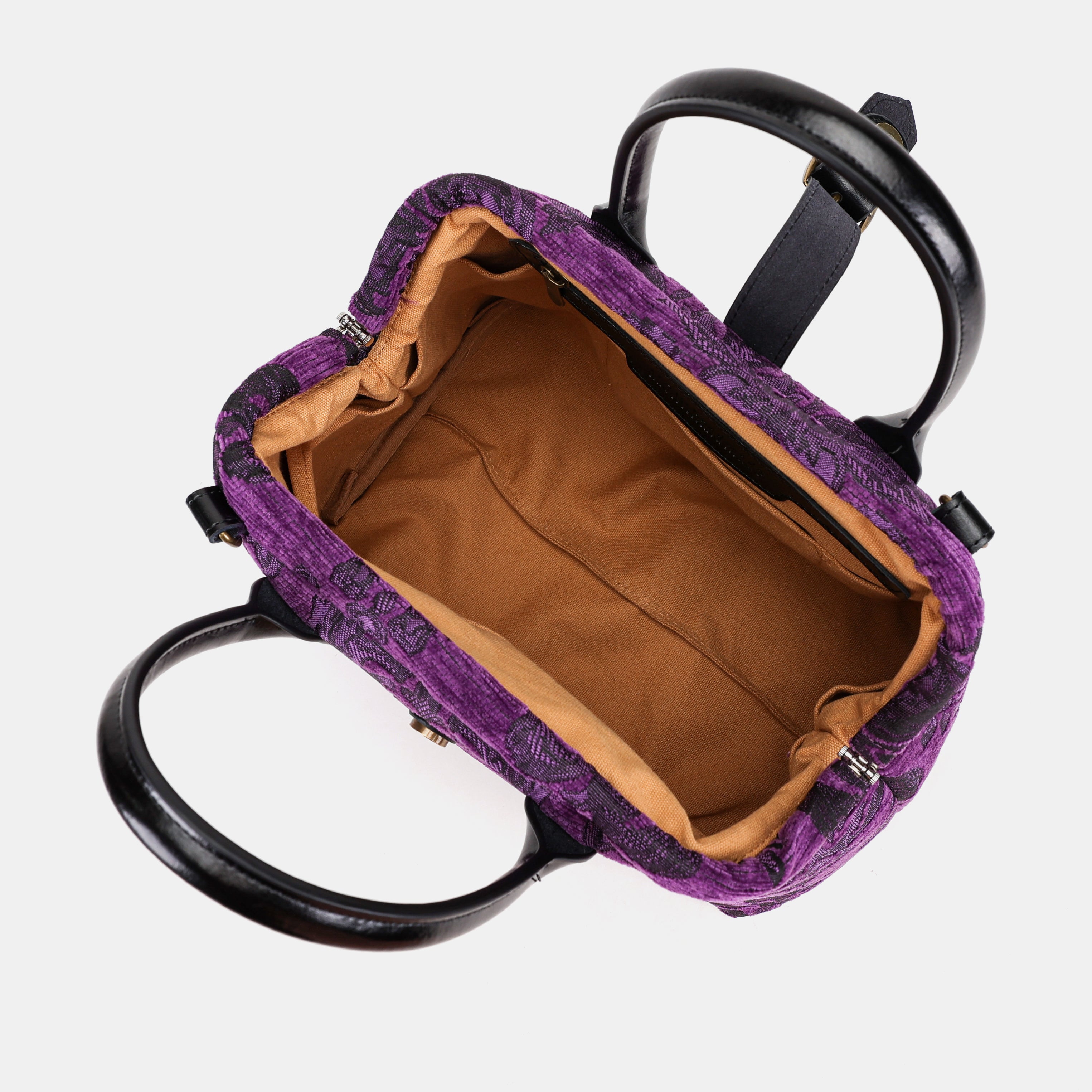 Victorian Blossom Purple Carpet Handbag Purse inside