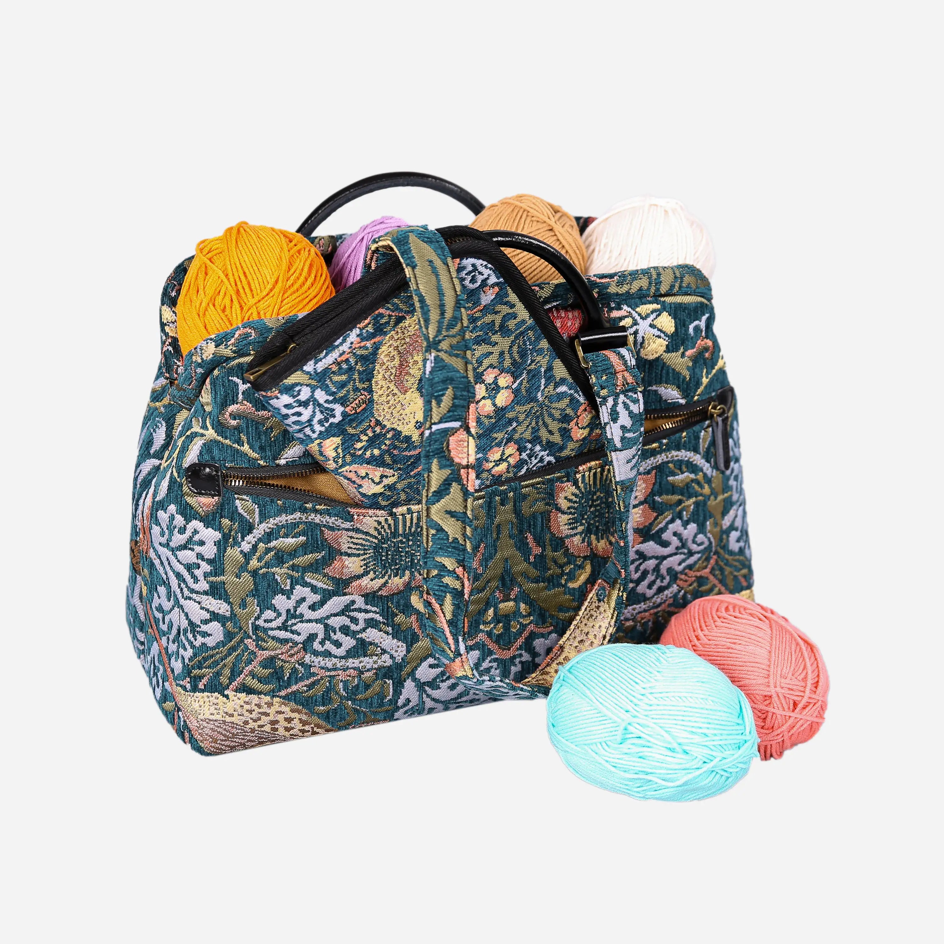 William Morris Strawberry Thief Knitting Project Bag of America-with needle case