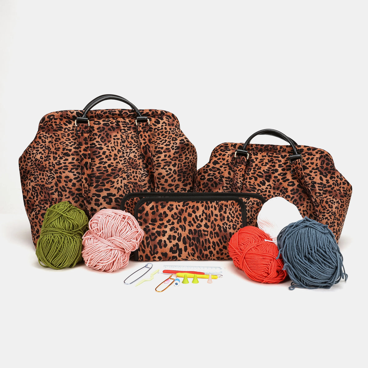 Leopard Classic Knitting Project Bag Carpetbag of America main