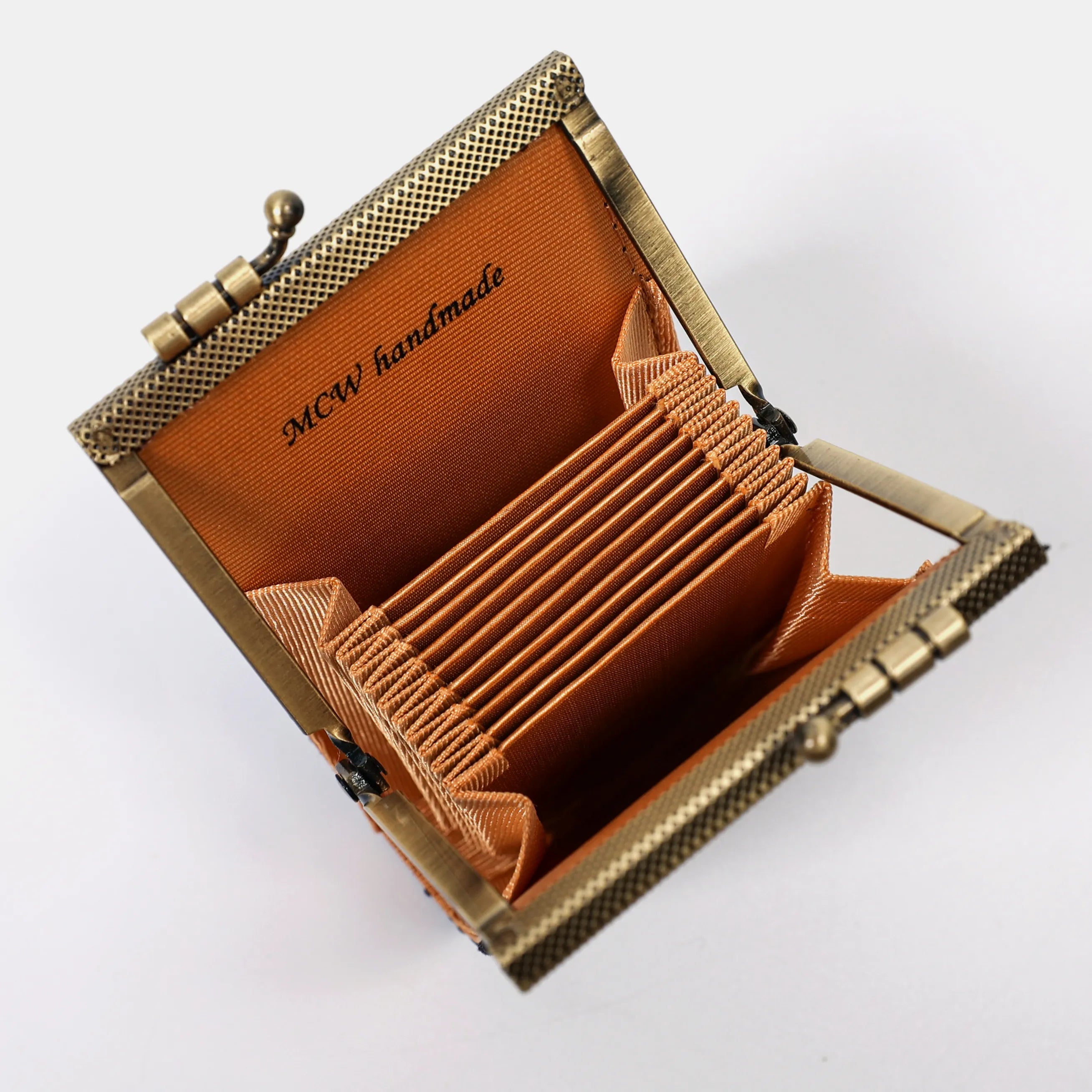 Victorian Blossom Black/Black Card Wallet Carpetbag of America 11 slots inside