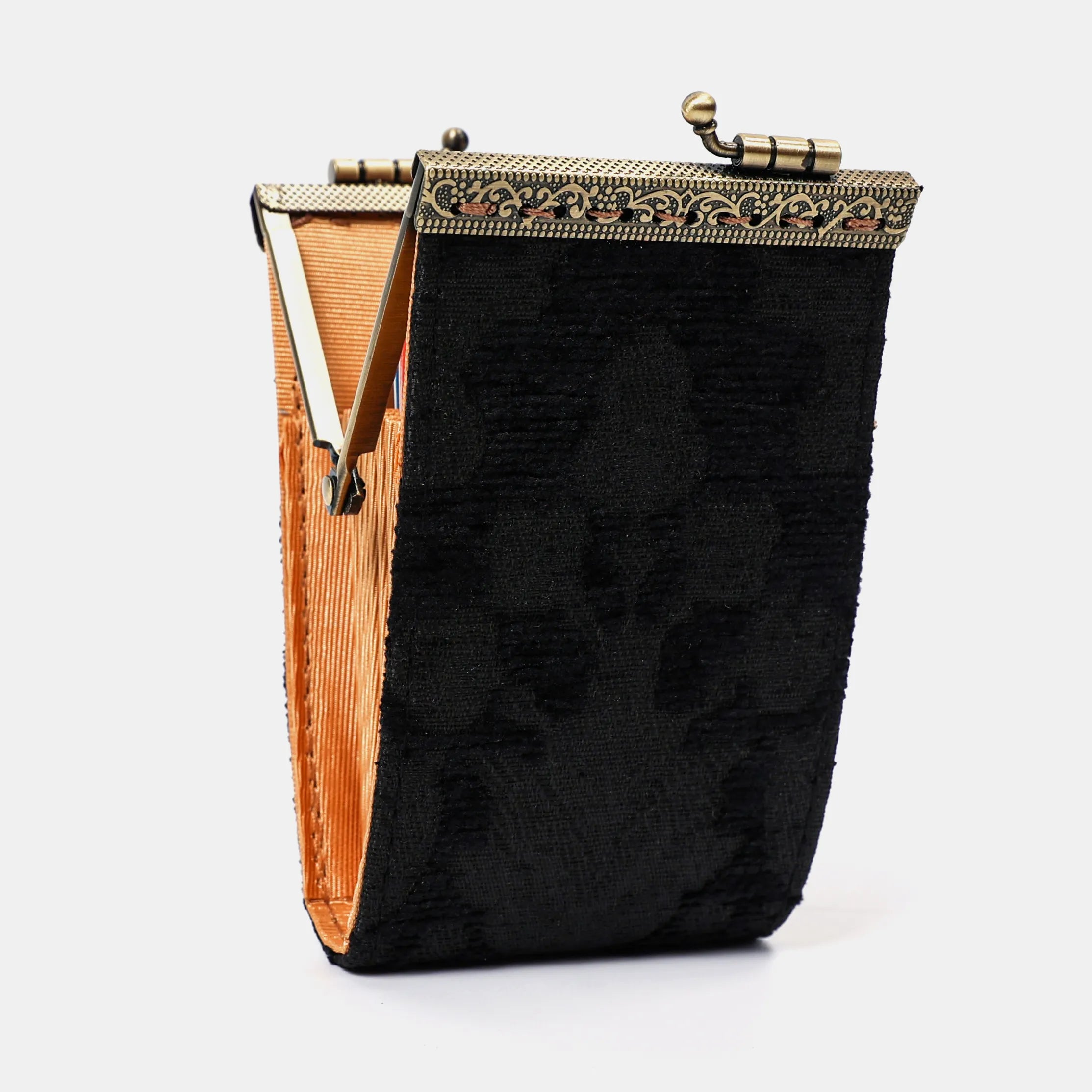 11 slots Victorian Blossom Black/Black Card Wallet Carpetbag opening