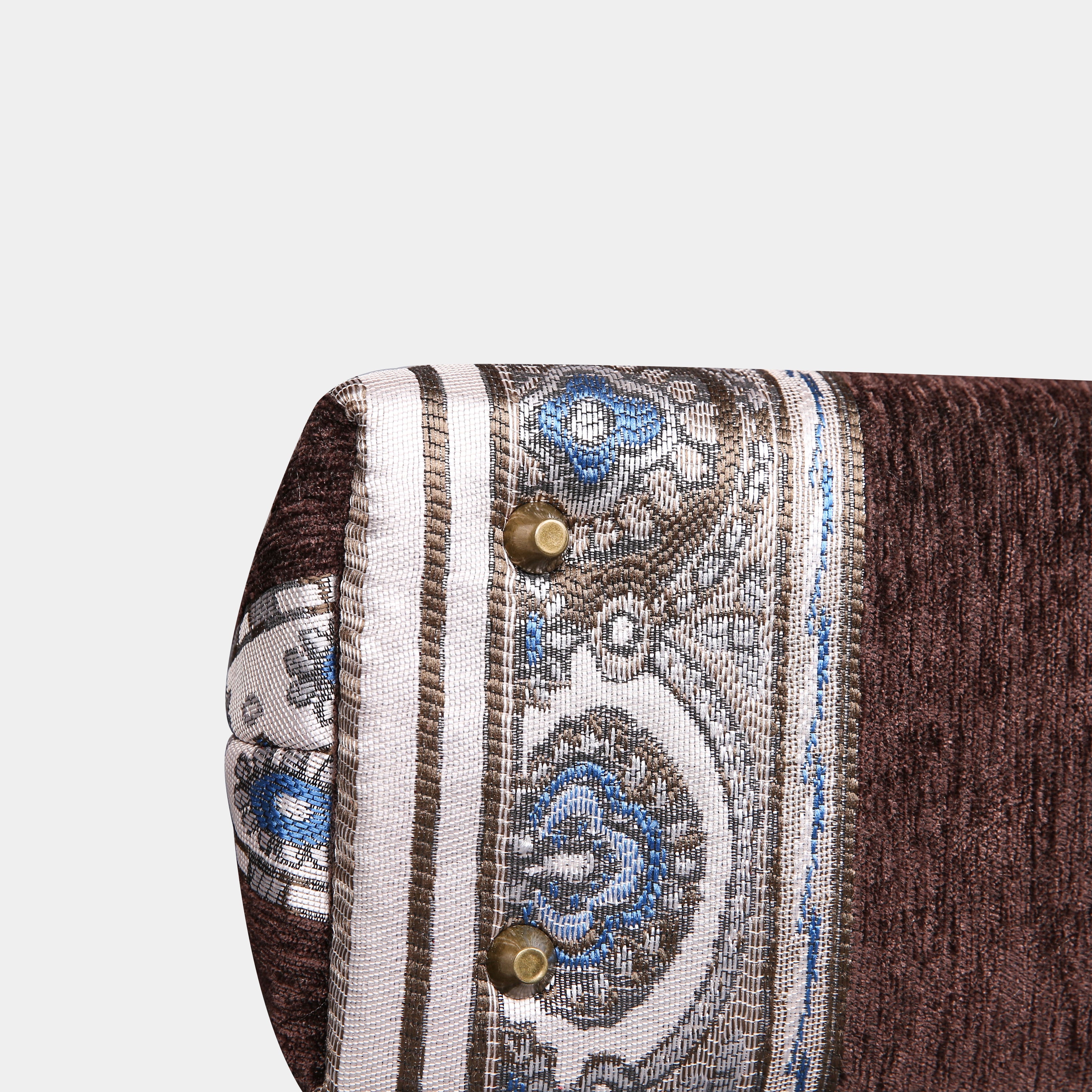 Ethnic Strips Coffee Carpet Satchel carpet bag MCW Handmade-3