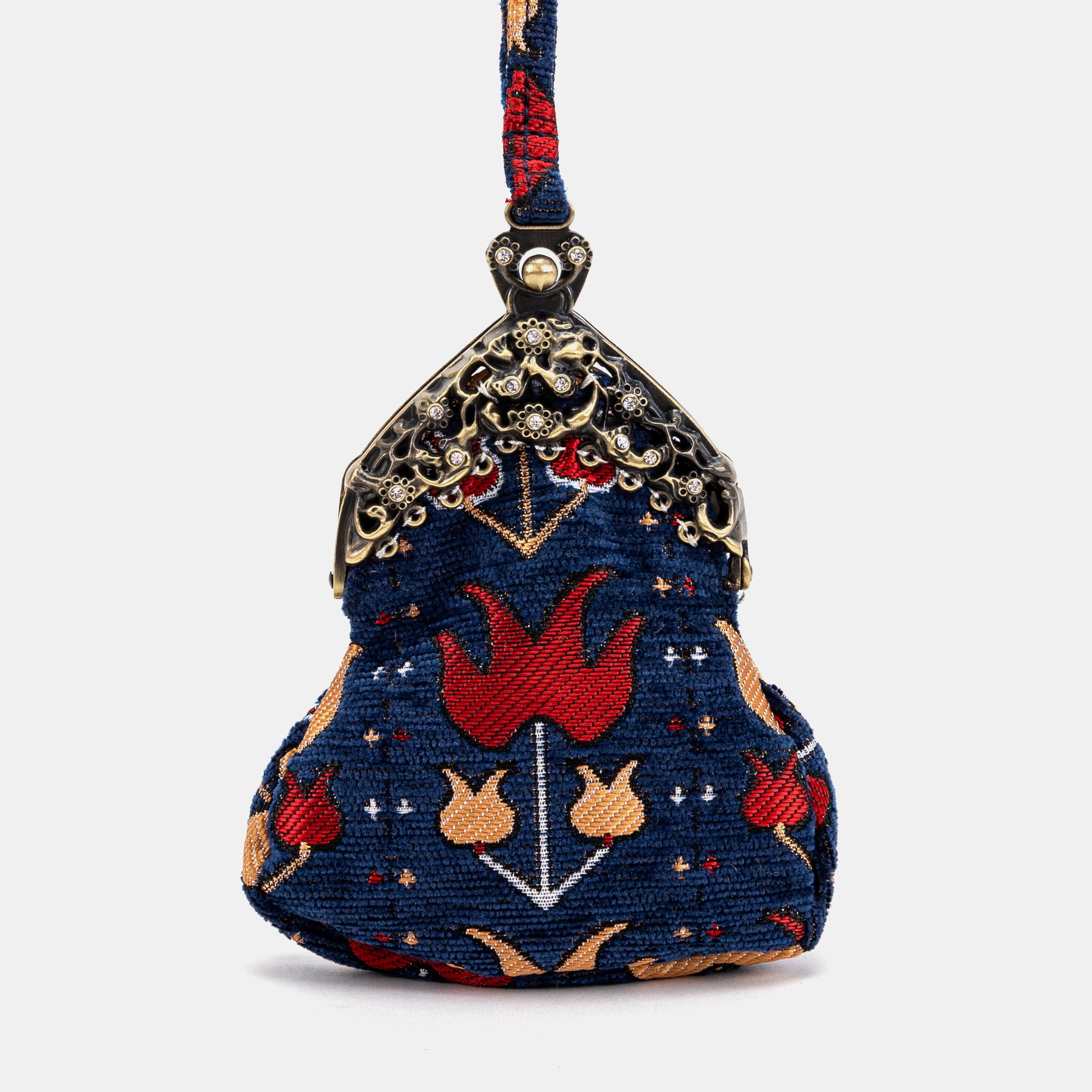 Poppy Bloom Chatelaine Purse Wristlet Bag carpet bag MCW Handmade