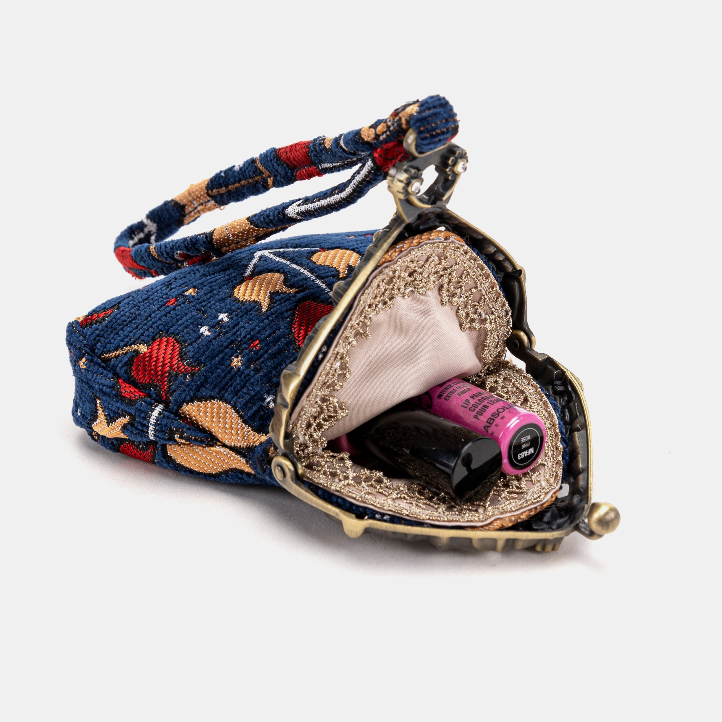 Poppy Bloom Chatelaine Purse Wristlet Bag carpet bag MCW Handmade-2