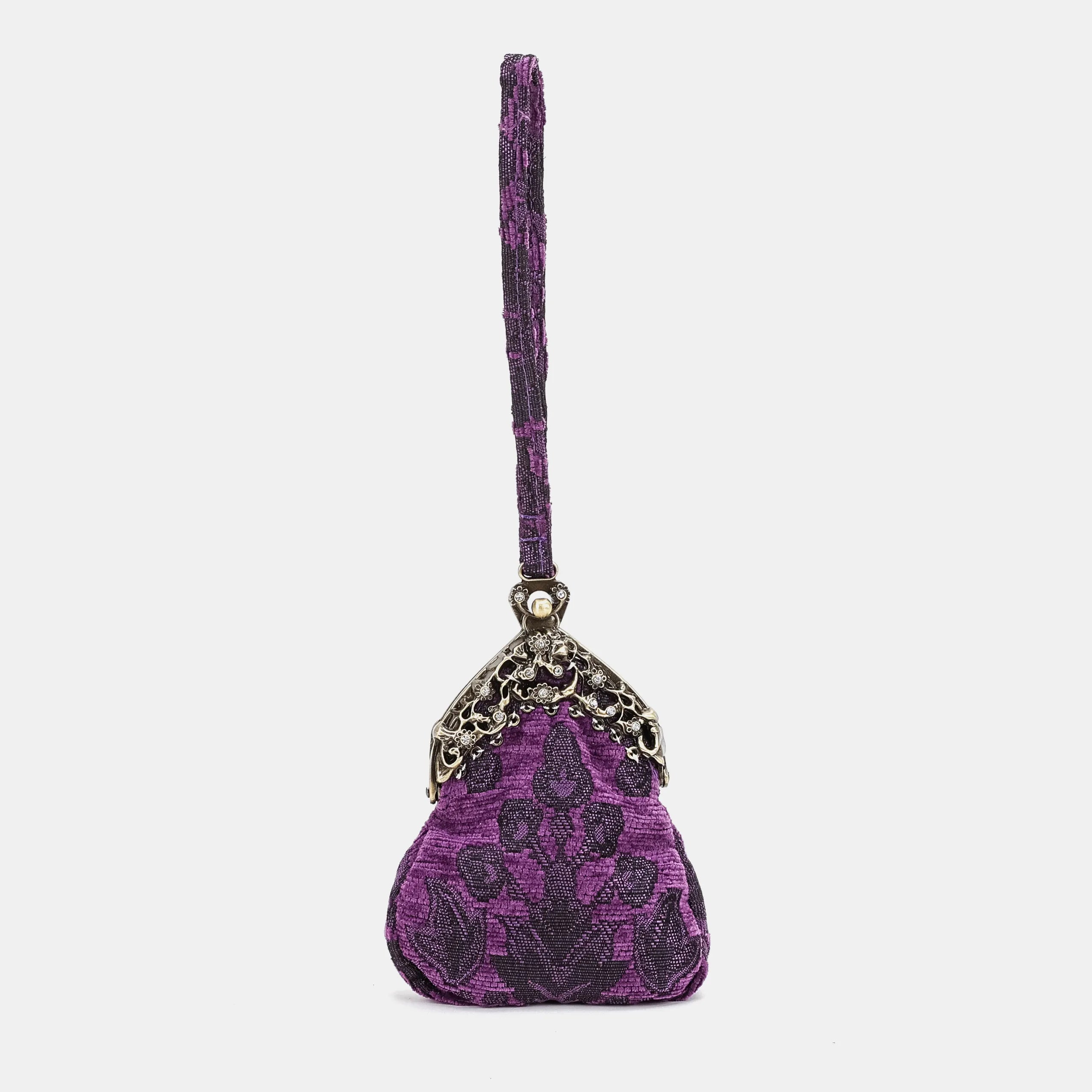 Victorian Blossom Purple Chatelaine Purse Wristlet Bag Carpetbag of America-front