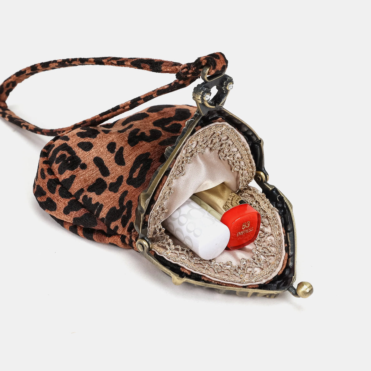 Leopard Classic Chatelaine Purse Wristlet Bag Carpetbag of America in use