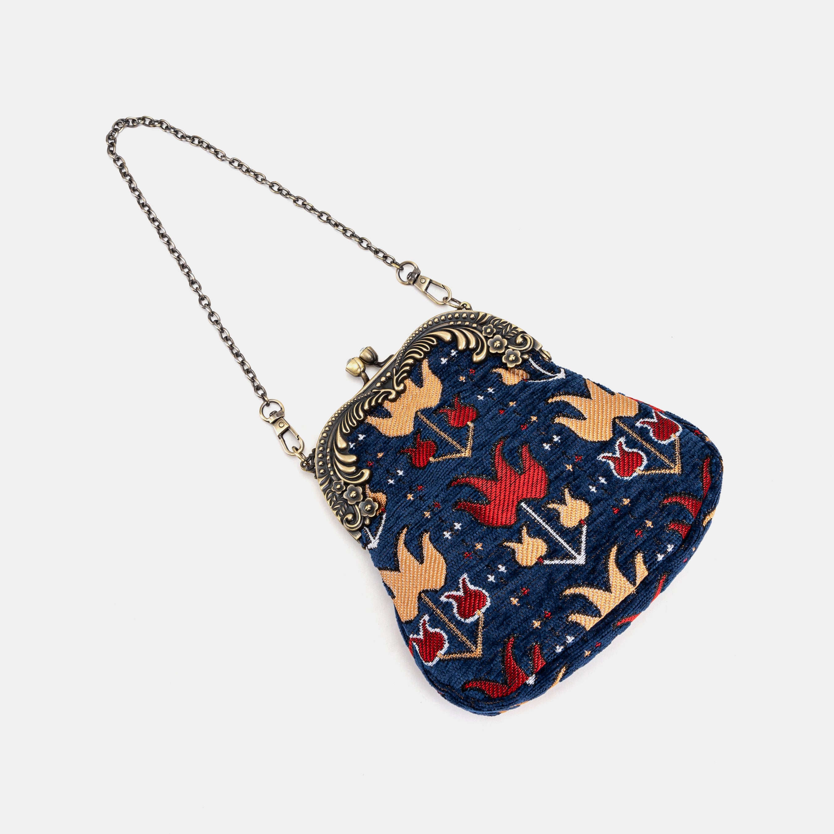 Poppy Bloom Chatelaine Purse Medium carpet bag MCW Handmade-1