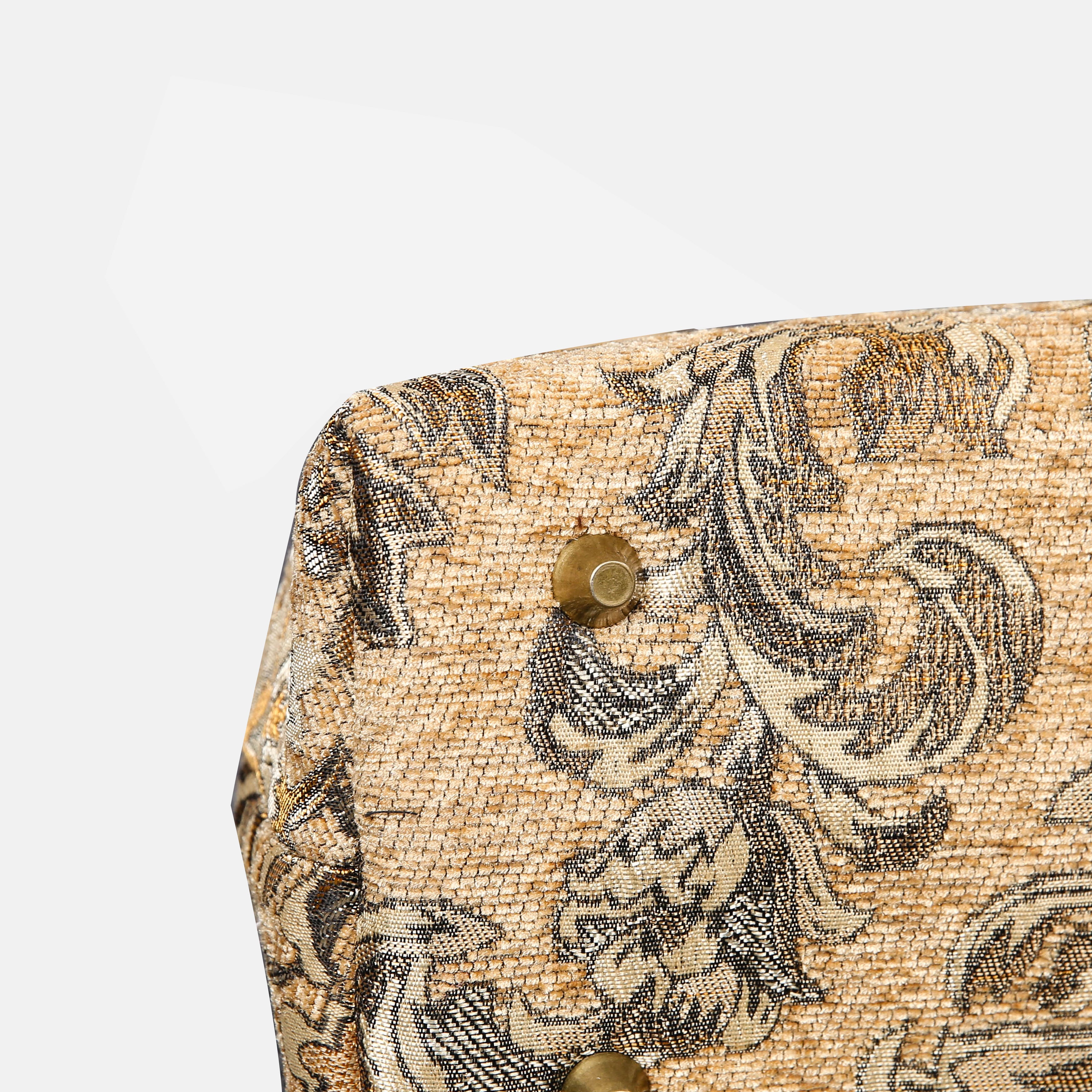 Victorian Blossom Beige-Gold Carpet Satchel carpet bag MCW Handmade-5
