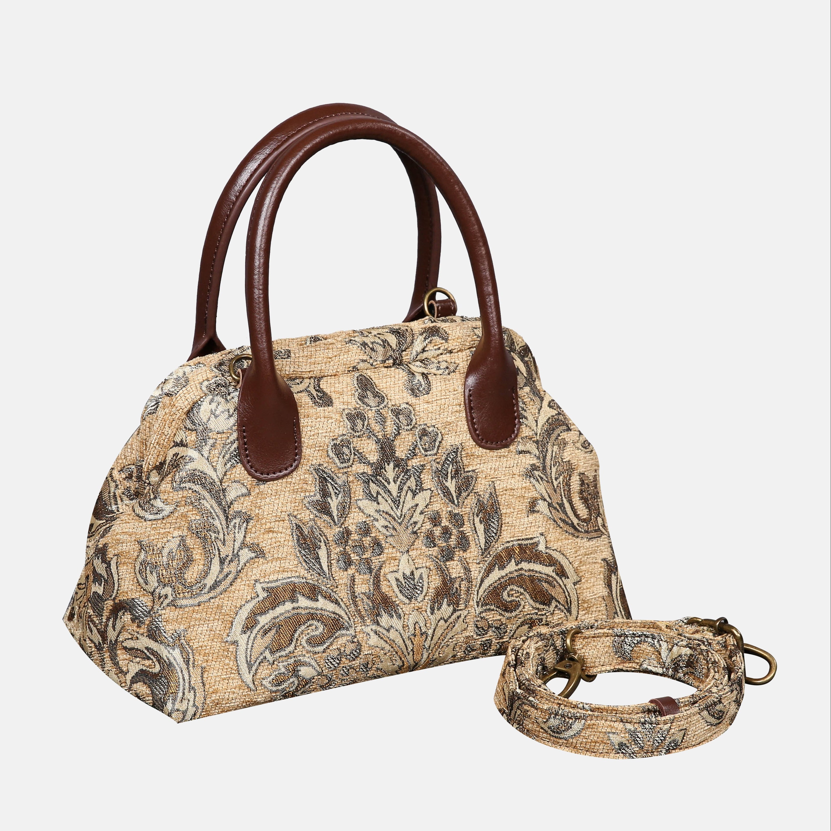 Victorian Blossom Beige-Gold Carpet Satchel carpet bag MCW Handmade