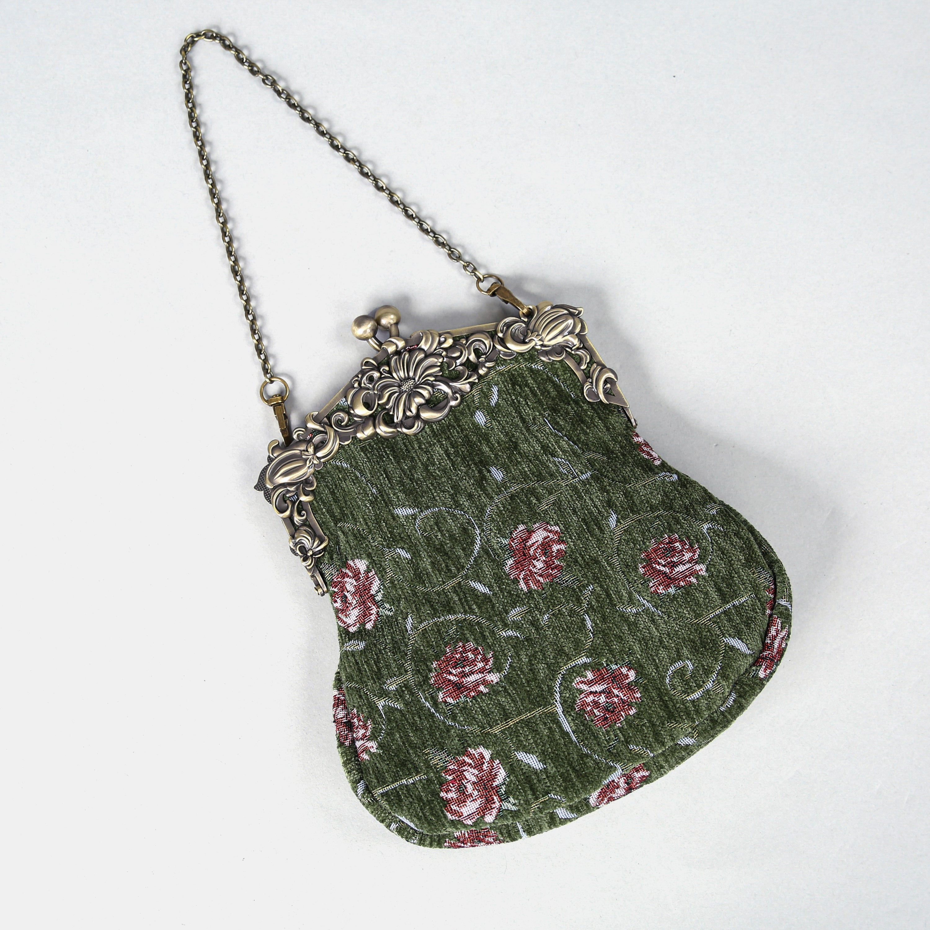 Climbing Rose Arugula Green carpet bag MCW Handmade-2