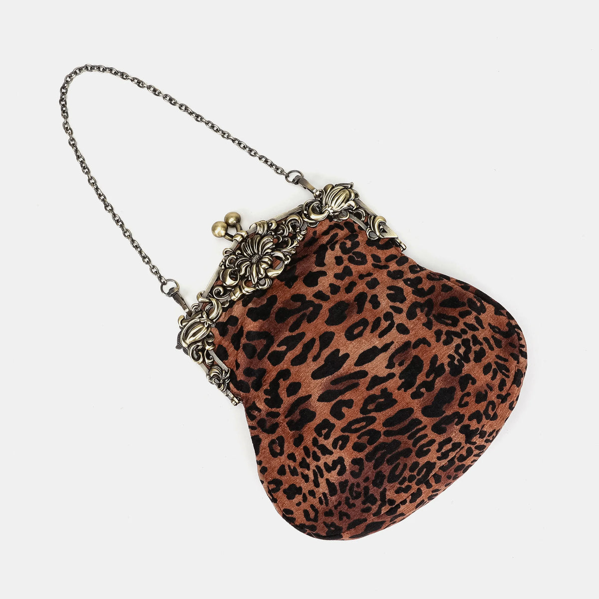 Leopard Classic Chatelaine Purse Large Carpetbag of America short chain