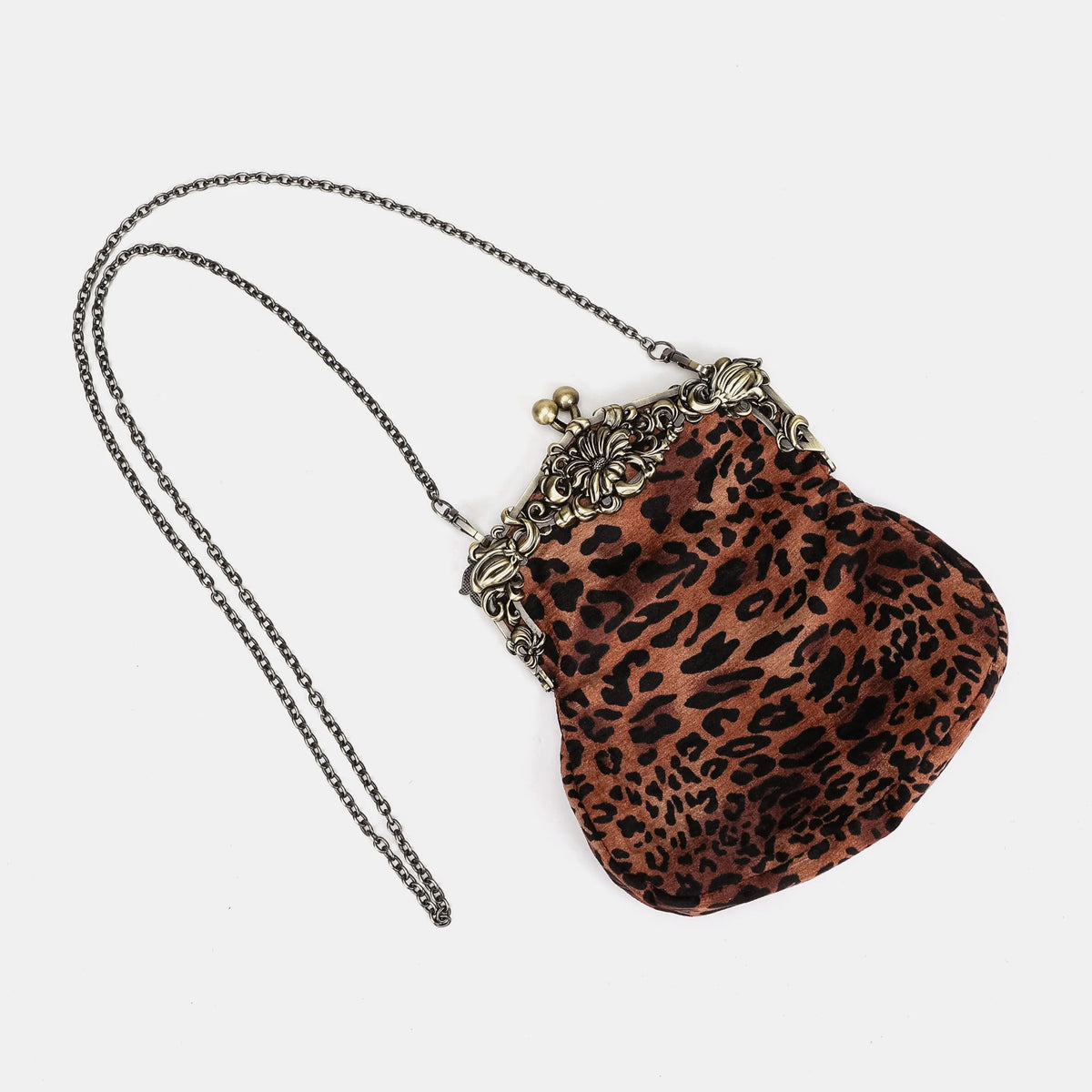 Leopard Classic Chatelaine Purse Large Carpetbag of America long chain
