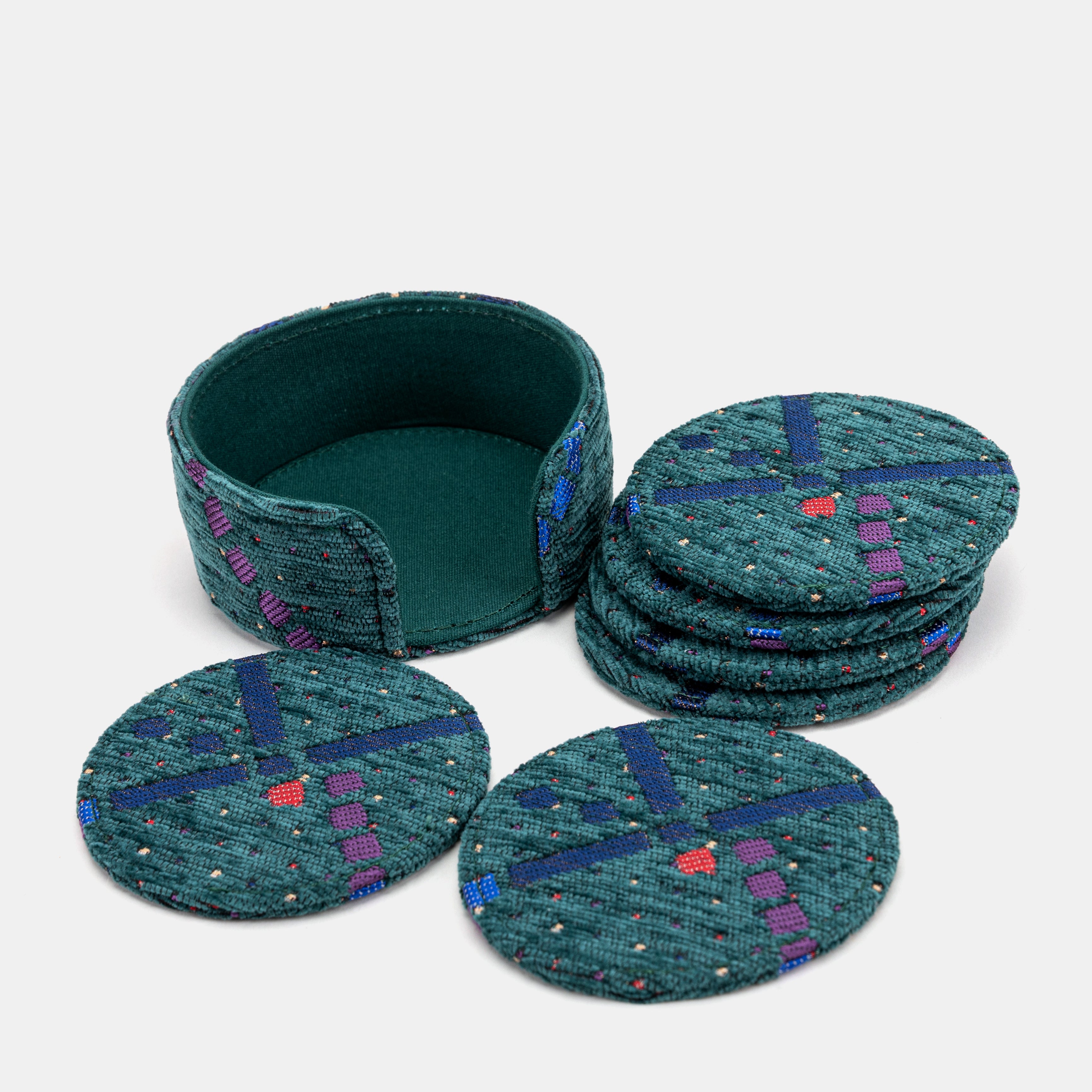 PDX Portland Airport Round Coaster Set with holder of America set details