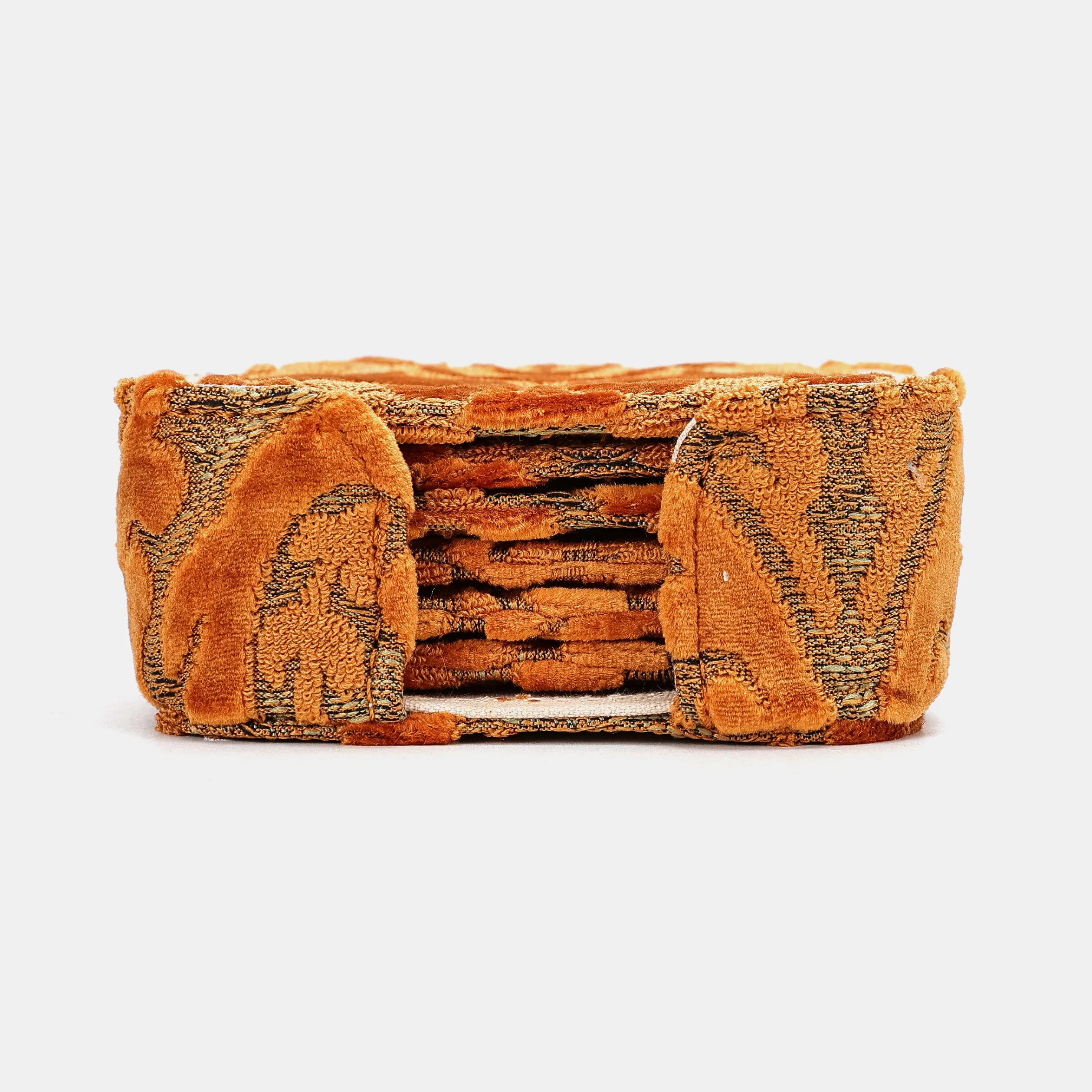 Burnout Velvet Orange Square Coaster Set with holder of America set main