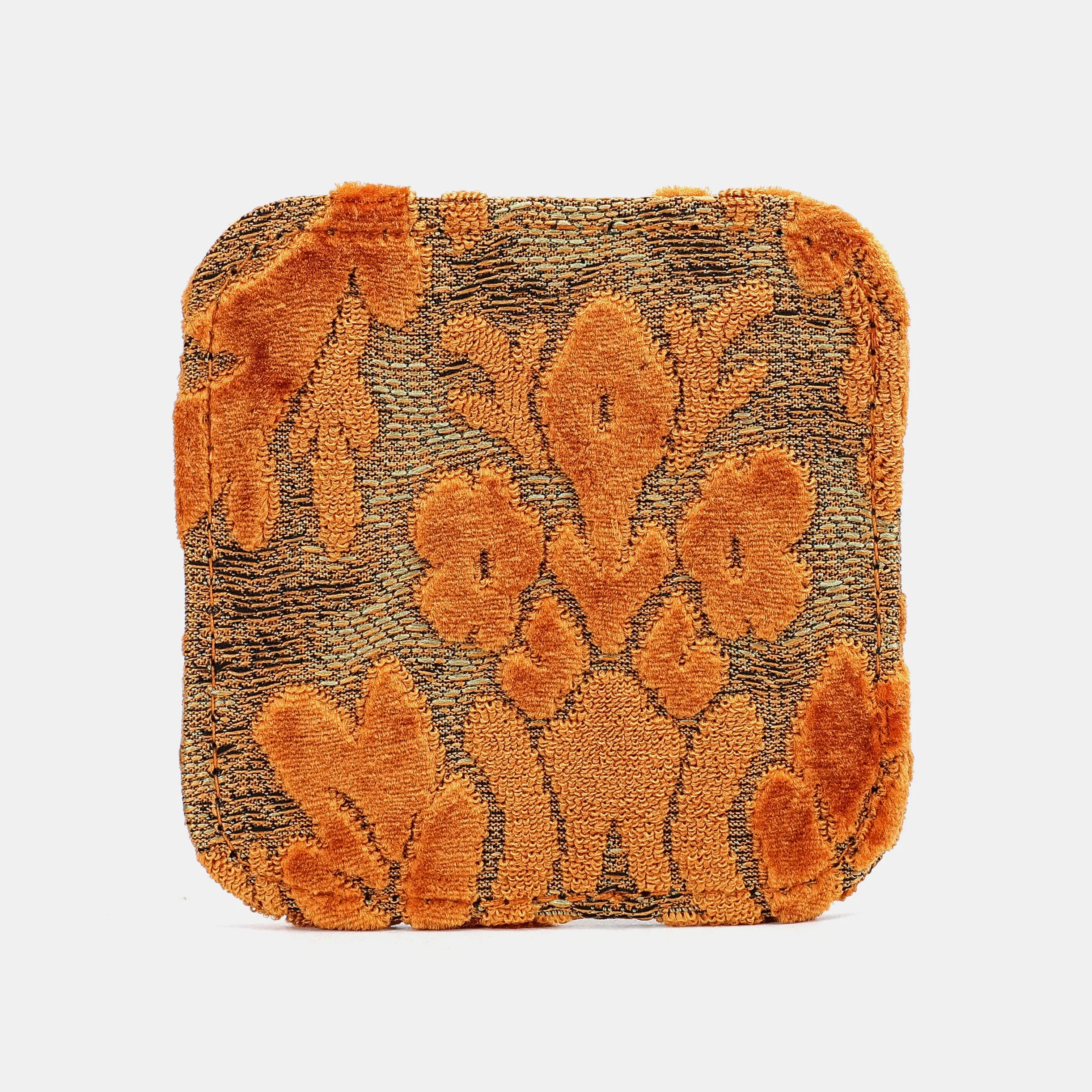 Burnout Velvet Orange Square Coaster Set with holder of America face