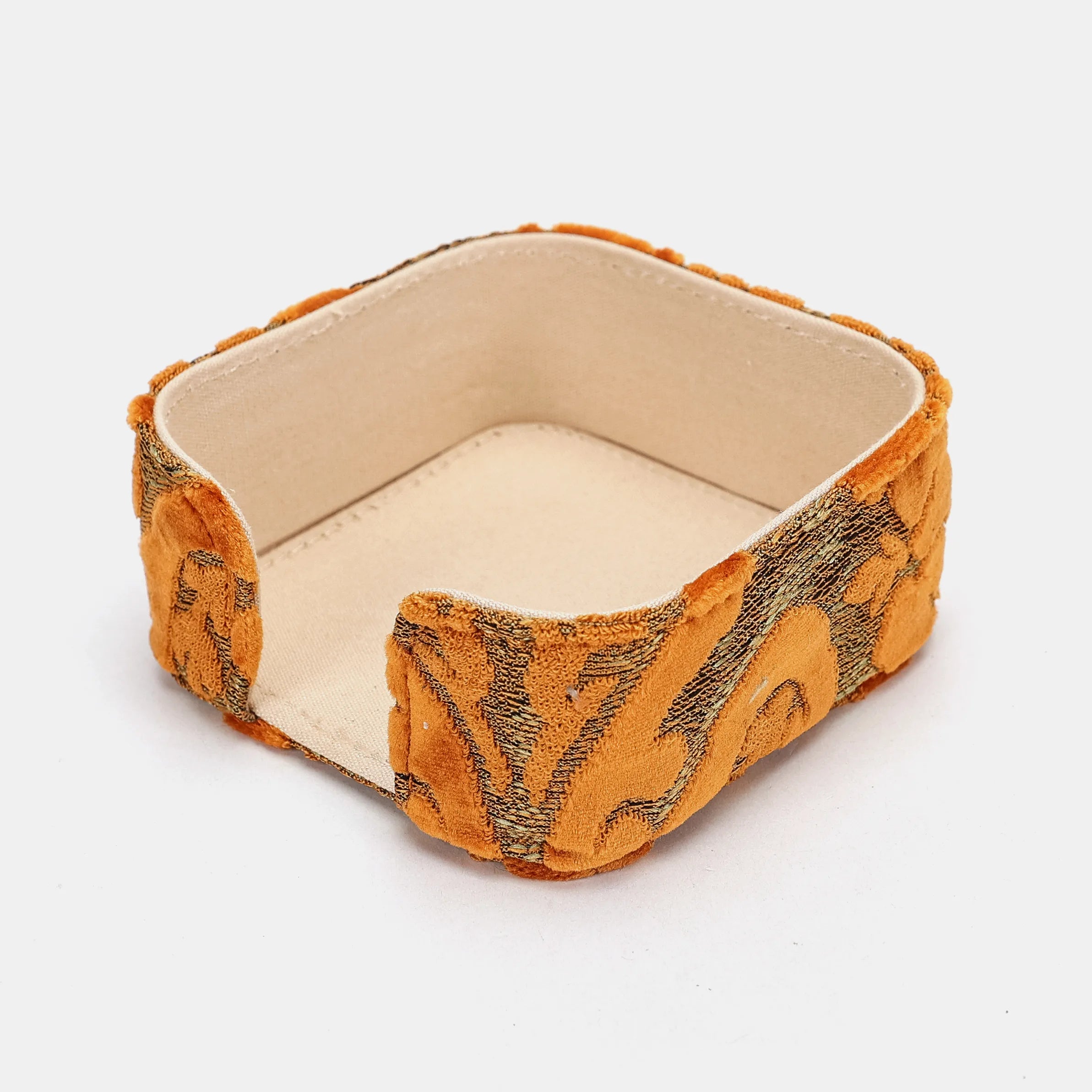 Burnout Velvet Orange Square Coaster Set with holder of America coasters holder